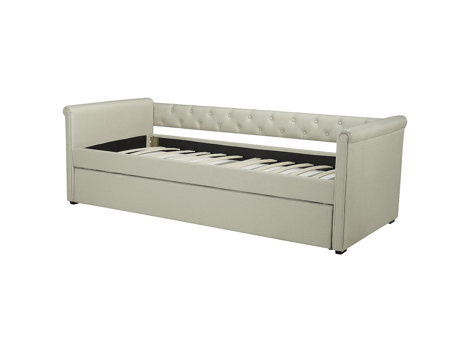 Lit gigogne Tissu LIBOURNE 90 x 200 cm Beige