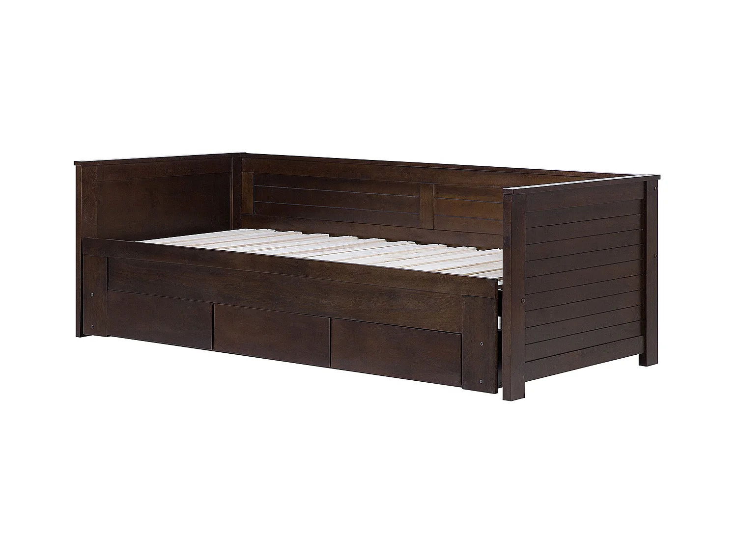 Bed met opbergladen Hout CAHORS 90 x 200 cm Donkerbruin
