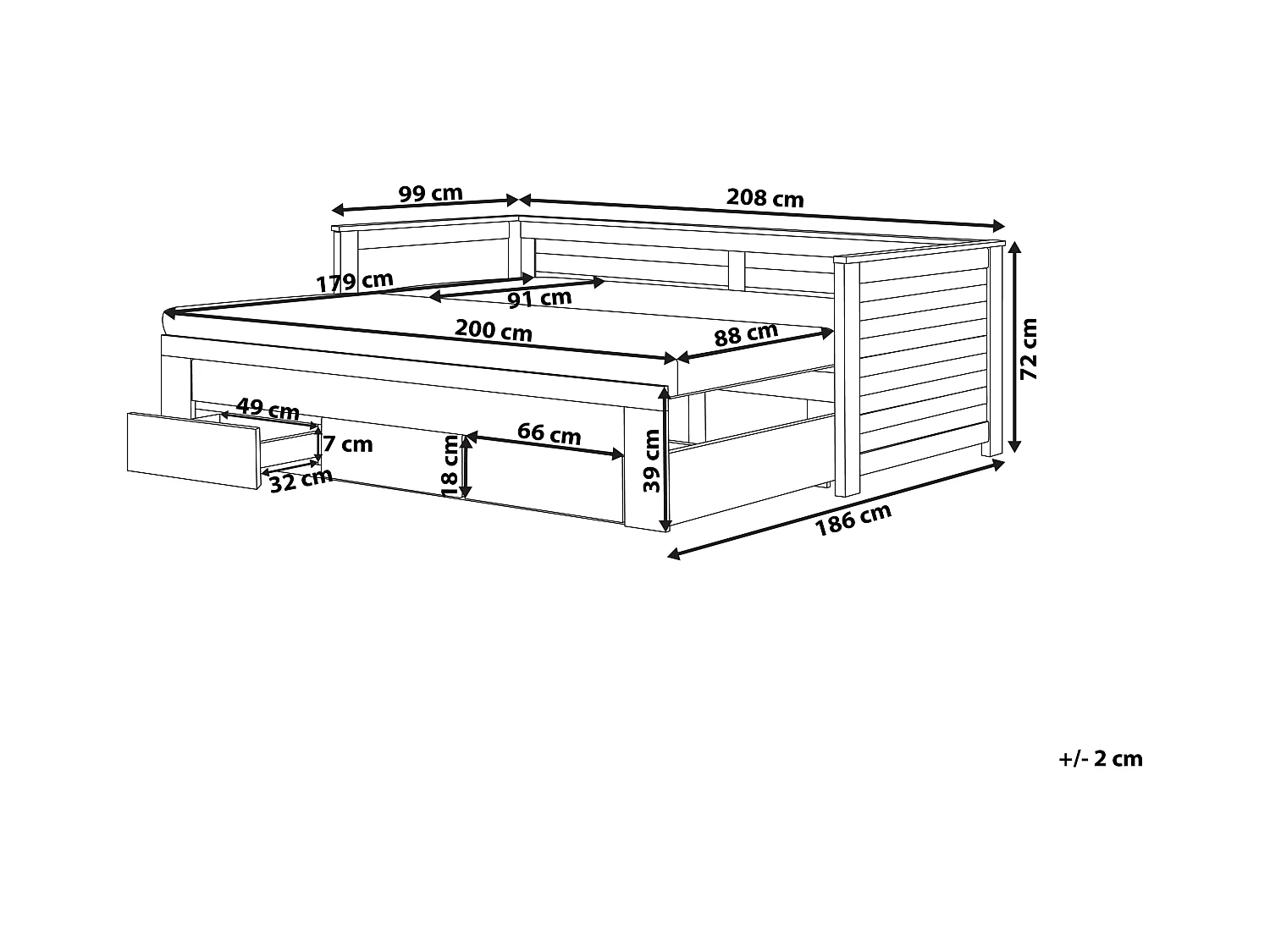 Letto con cassetti contenitori Legno CAHORS 90 x 200 cm Bianco