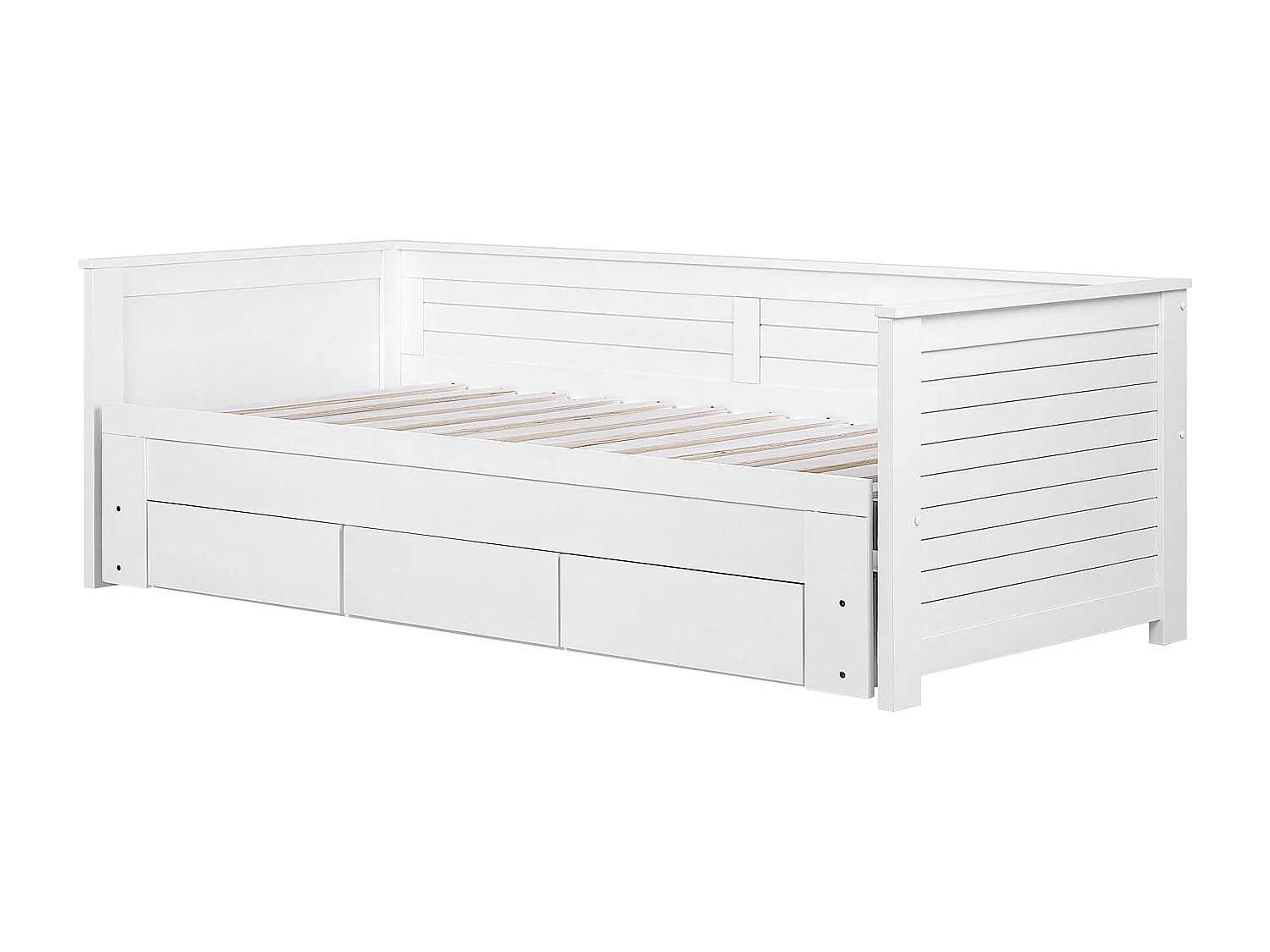 Lit avec tiroirs de rangement Bois CAHORS 90 x 200 cm Blanc