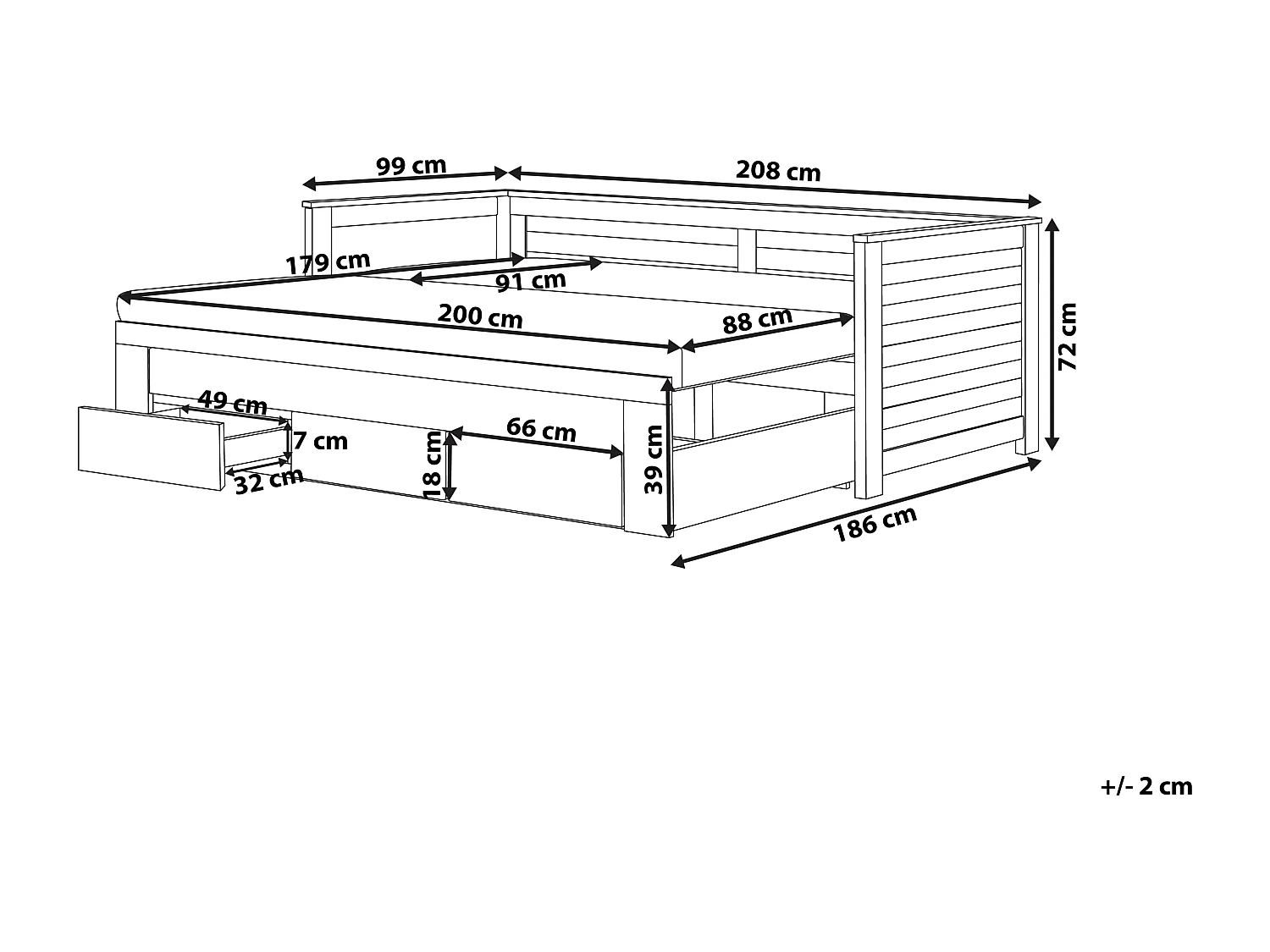 Bed met opbergladen Hout CAHORS 90 x 200 cm Wit