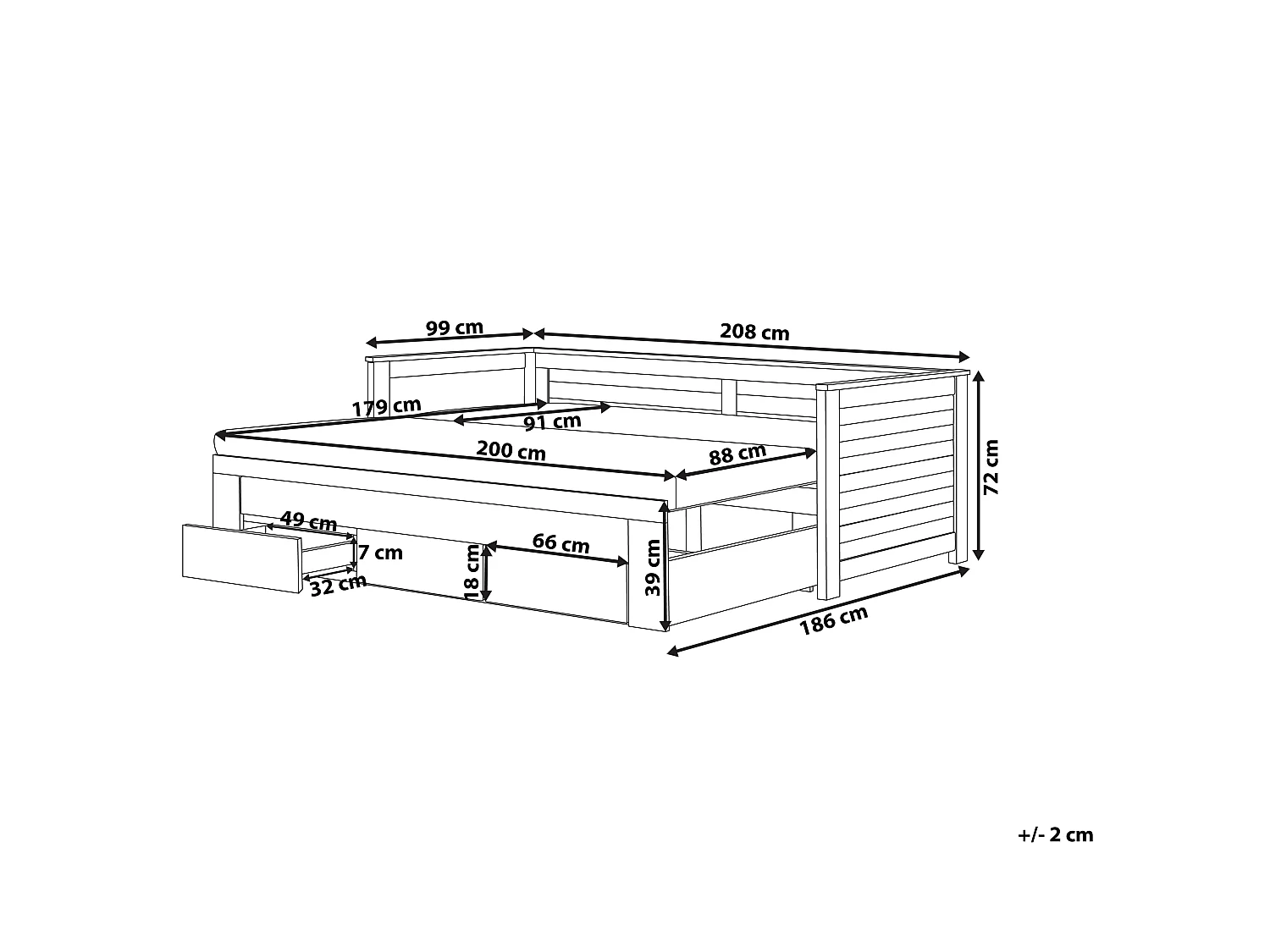 Bed with Storage Drawers Wood CAHORS 90 x 200 cm (EU Single) White