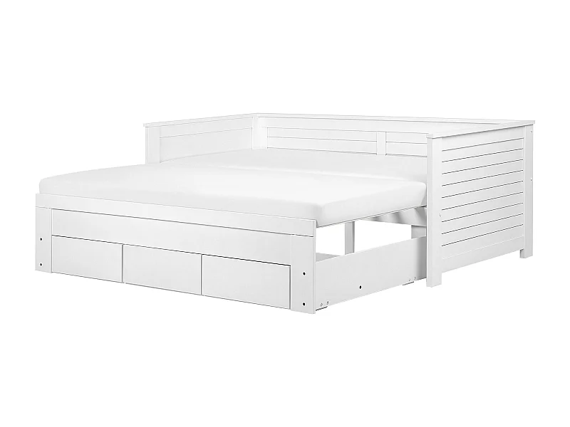 Lit avec tiroirs de rangement Bois CAHORS 90 x 200 cm Blanc
