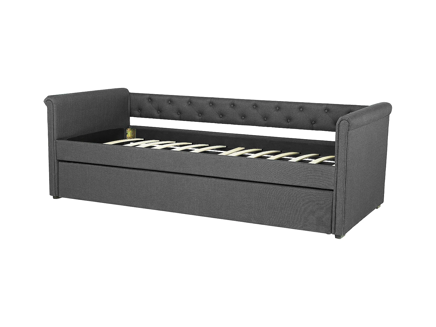 Onderschuifbed Stof LIBOURNE 90 x 200 cm Donkergrijs