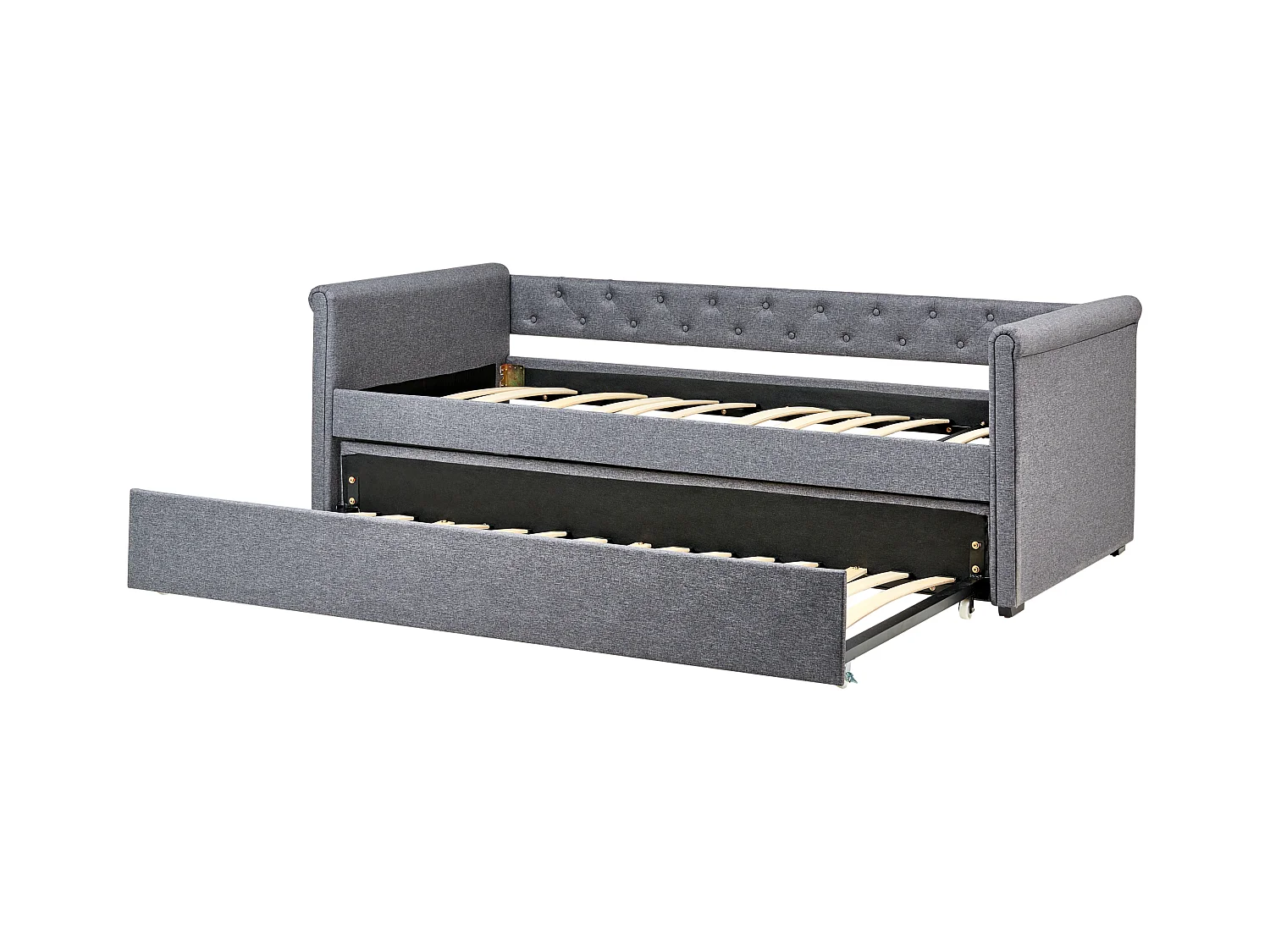 Onderschuifbed Stof LIBOURNE 90 x 200 cm Donkergrijs