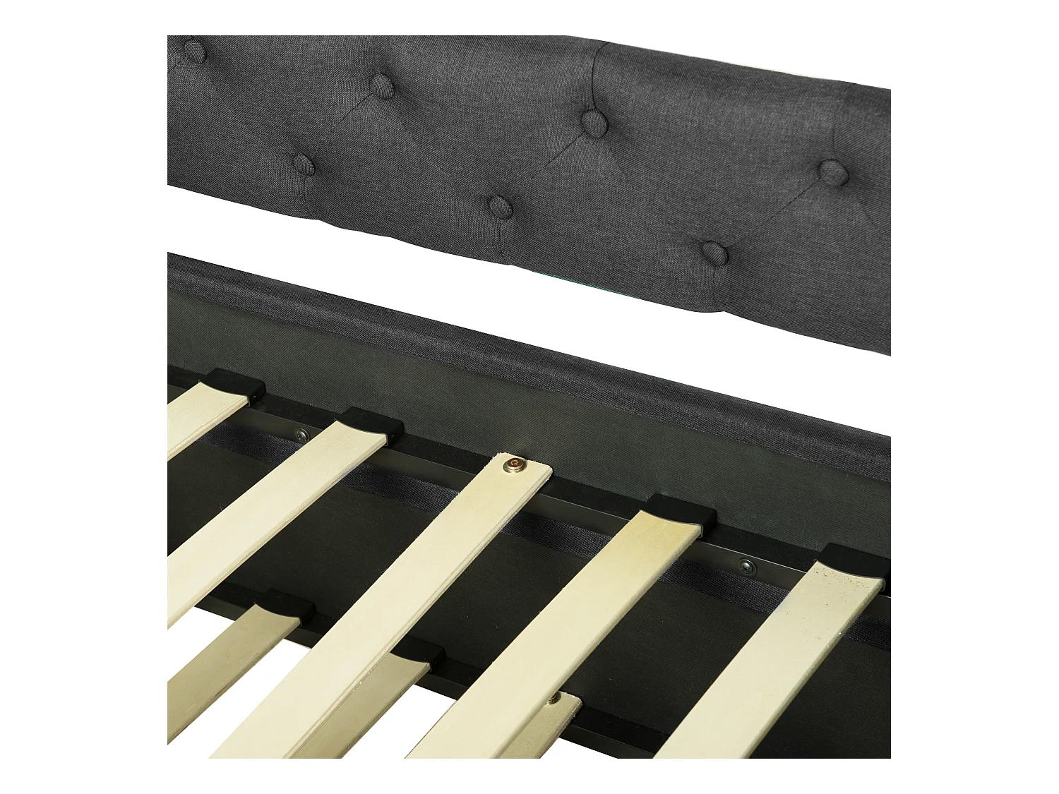 Onderschuifbed Stof LIBOURNE 90 x 200 cm Donkergrijs