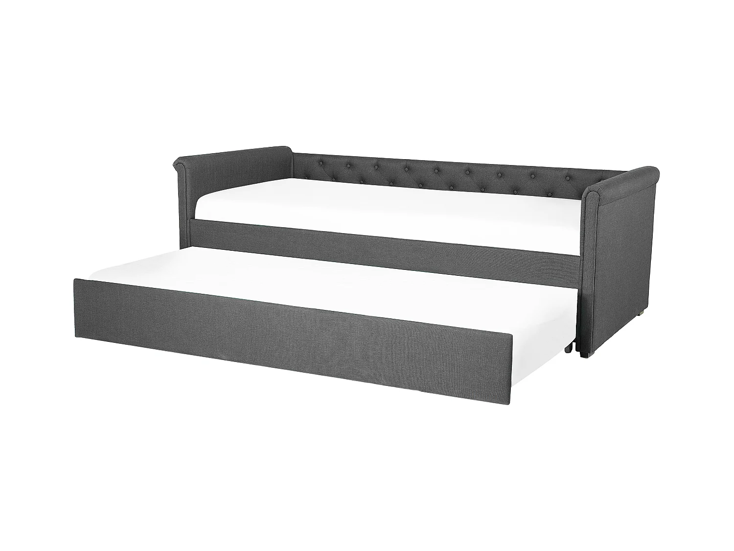 Lit gigogne Tissu LIBOURNE 90 x 200 cm Gris foncé