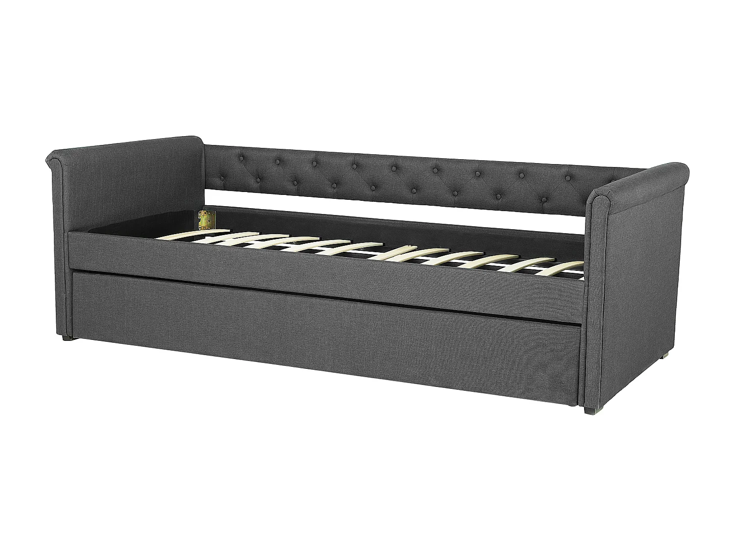 Onderschuifbed Stof LIBOURNE 90 x 200 cm Donkergrijs