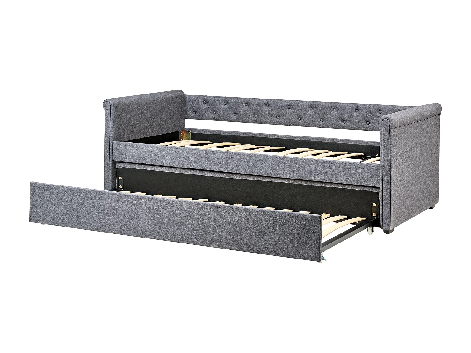 Onderschuifbed Stof LIBOURNE 90 x 200 cm Donkergrijs