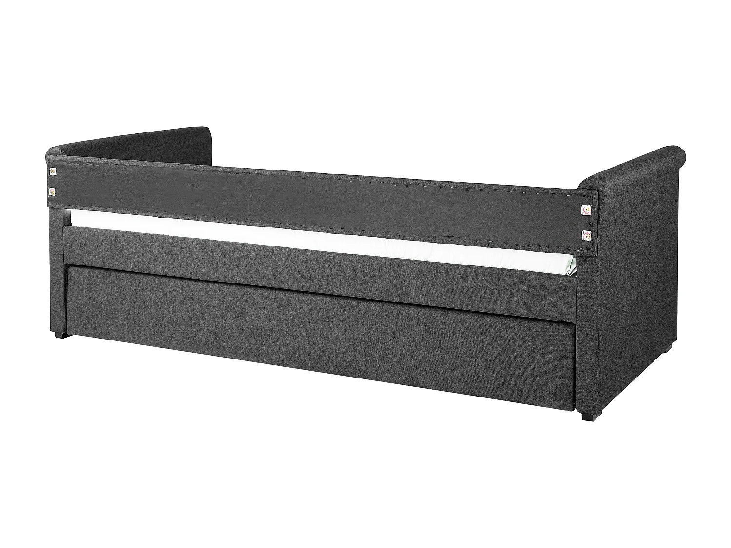 Onderschuifbed Stof LIBOURNE 90 x 200 cm Donkergrijs