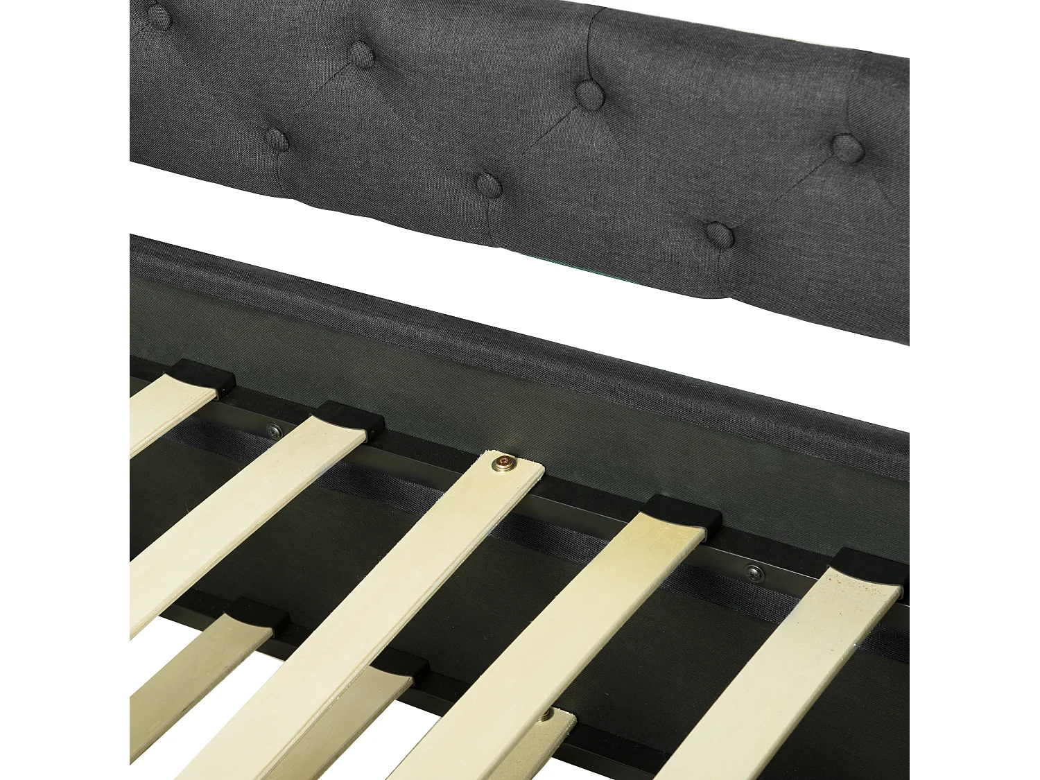 Onderschuifbed Stof LIBOURNE 90 x 200 cm Donkergrijs