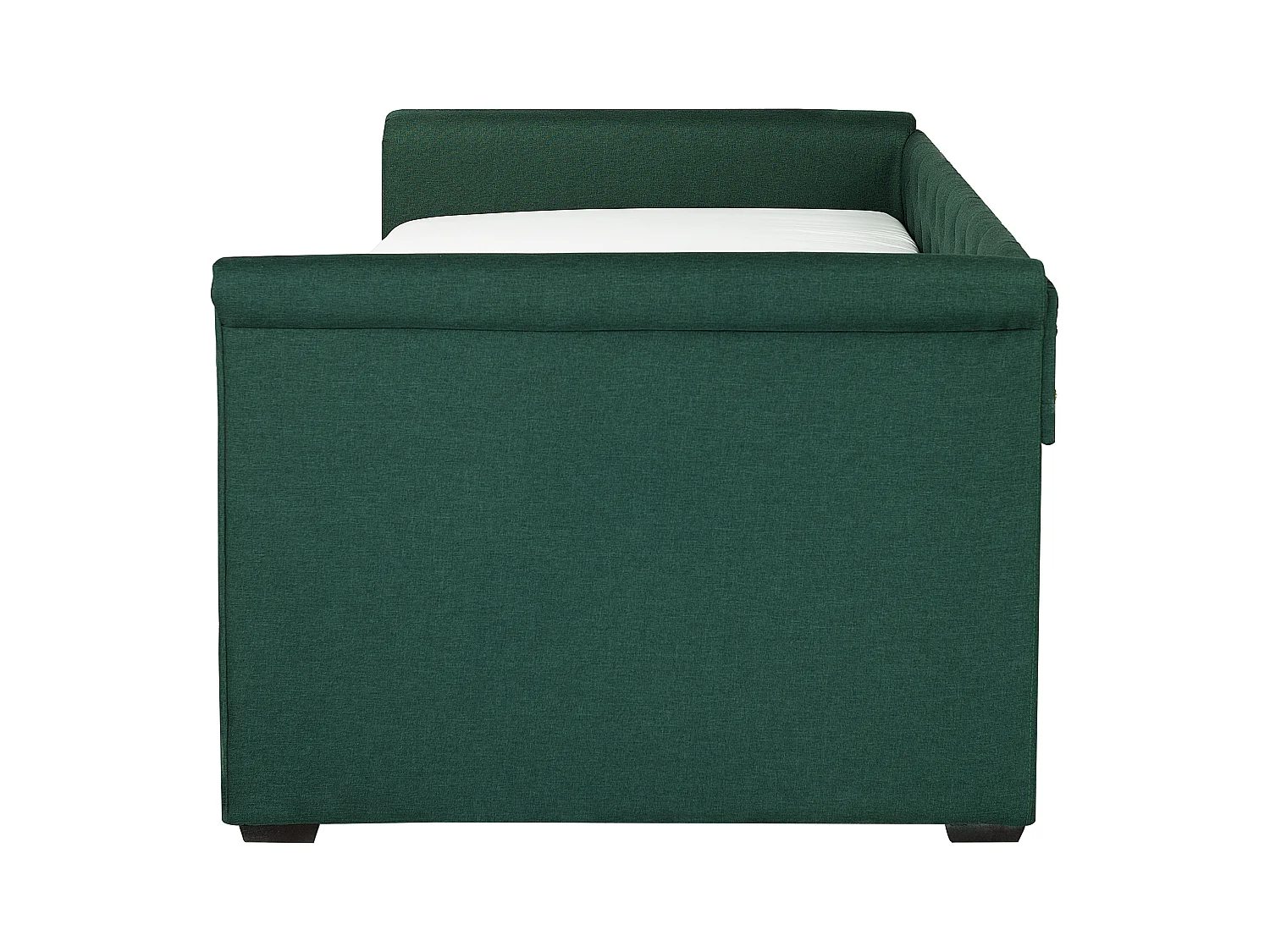 Elegantes Tandembett ausziehbar Polsterung grün Leinenoptik Libourne