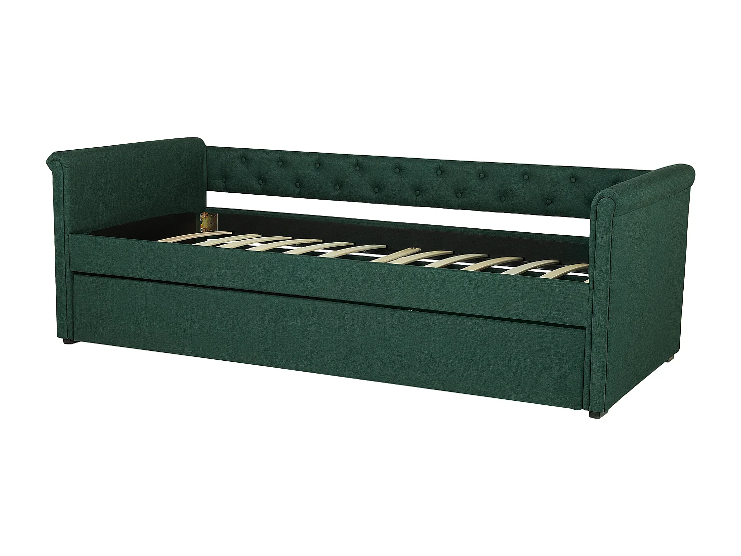 Lit gigogne Tissu LIBOURNE 90 x 200 cm Vert foncé
