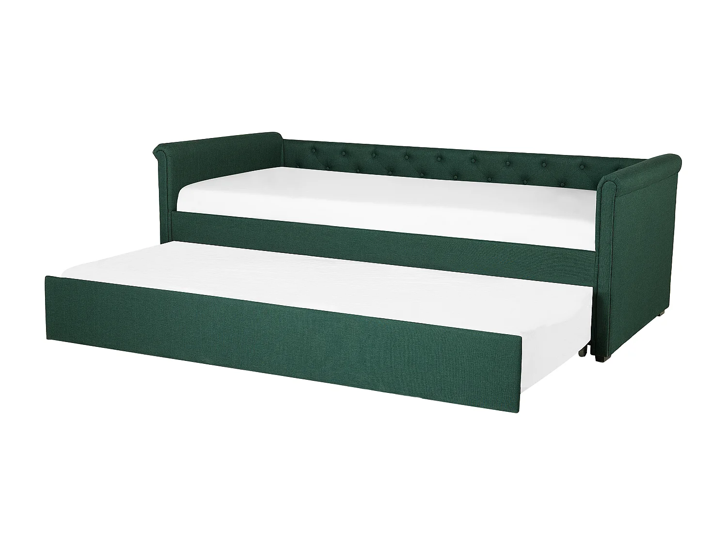 Lit gigogne Tissu LIBOURNE 90 x 200 cm Vert foncé