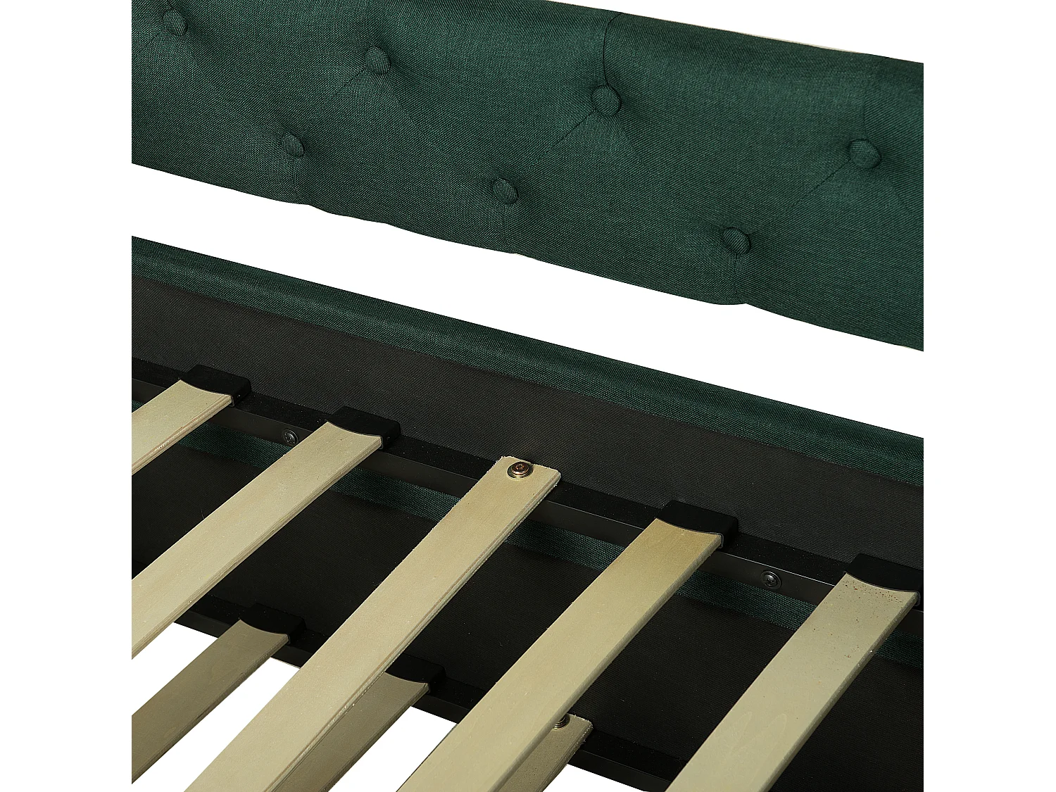 Lit gigogne Tissu LIBOURNE 90 x 200 cm Vert foncé