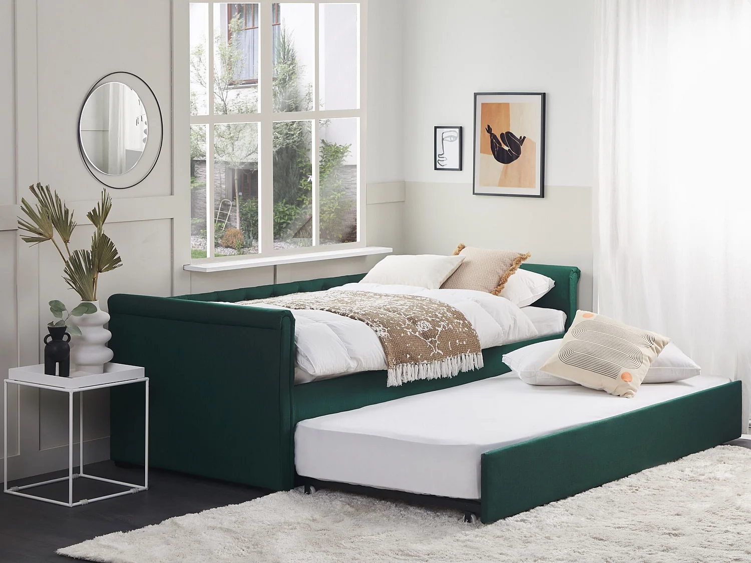 Onderschuifbed Stof LIBOURNE 90 x 200 cm Donkergroen
