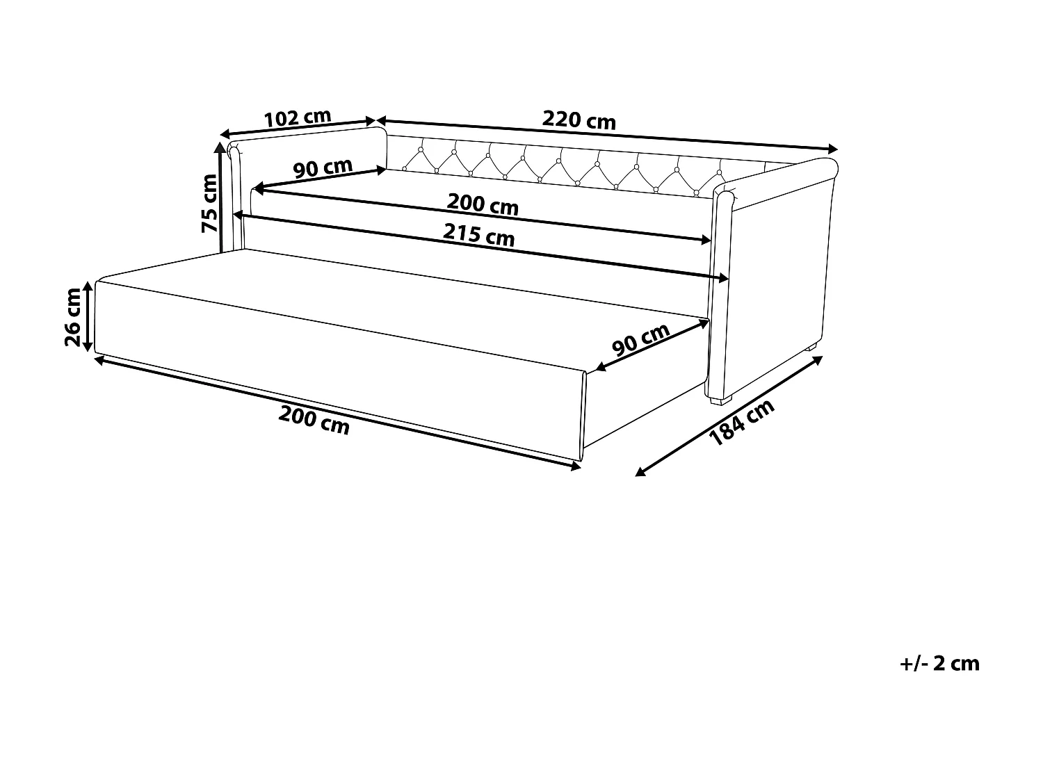 Onderschuifbed Stof LIBOURNE 90 x 200 cm Donkergroen