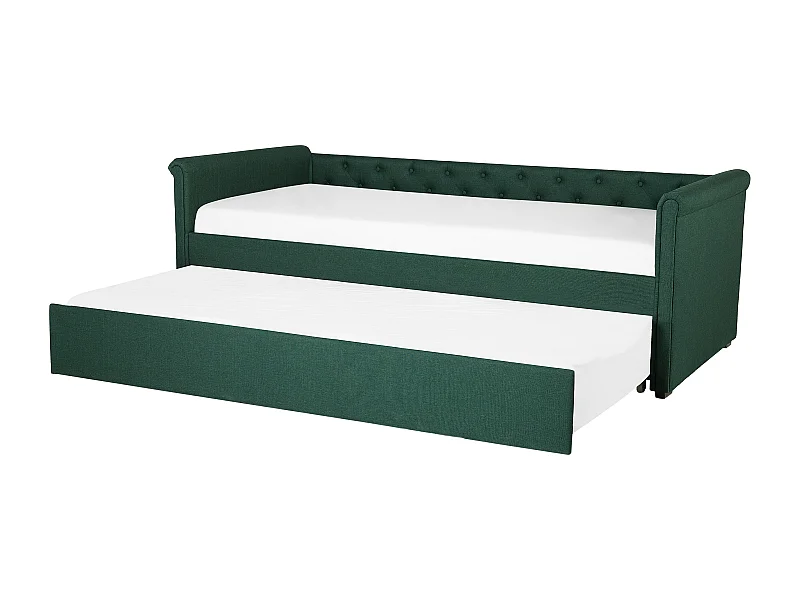 Lit gigogne Tissu LIBOURNE 90 x 200 cm Vert foncé