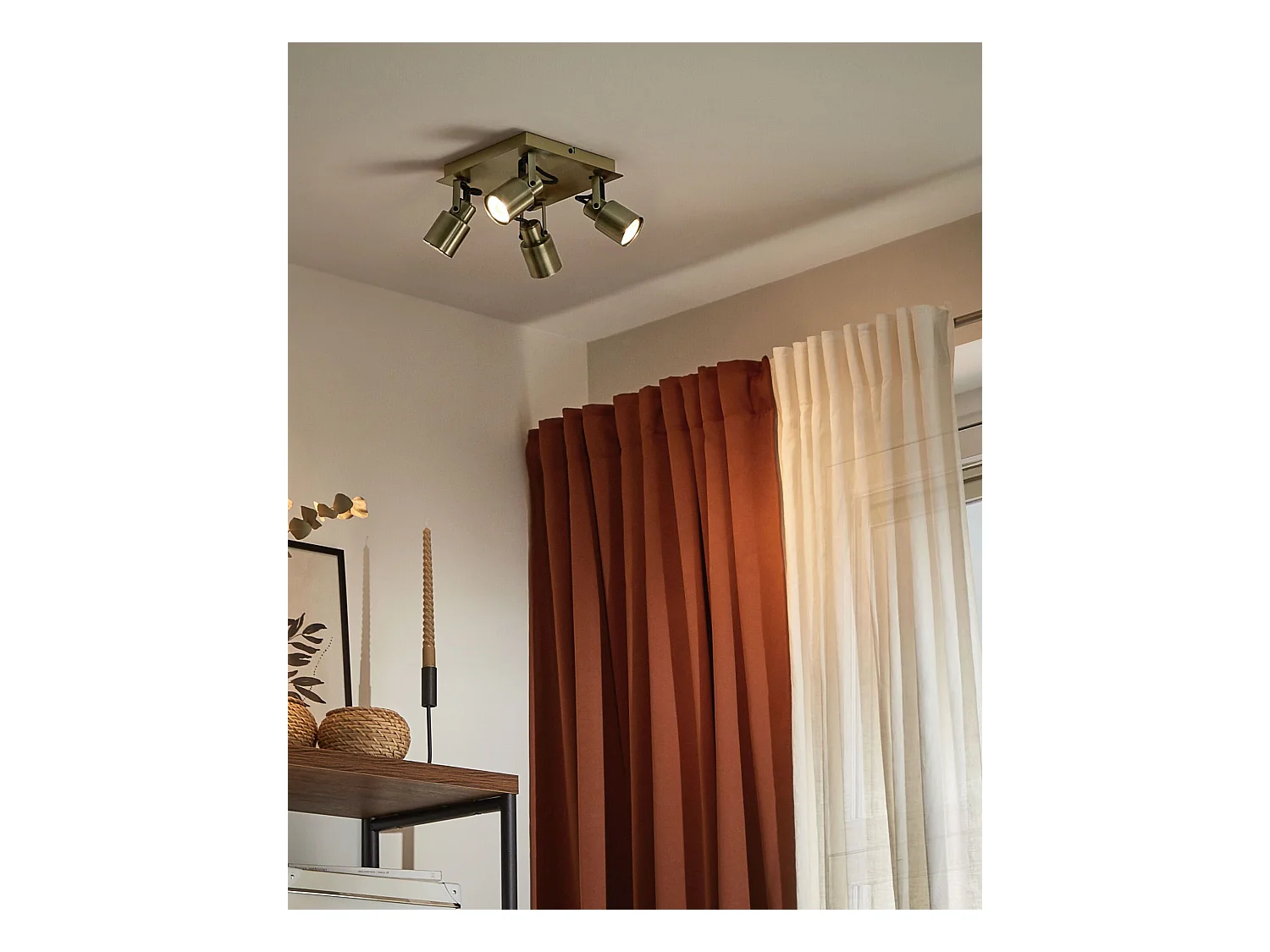 Lampa spot 4-punktowa BONTE Regulowana Metal Mosiężny