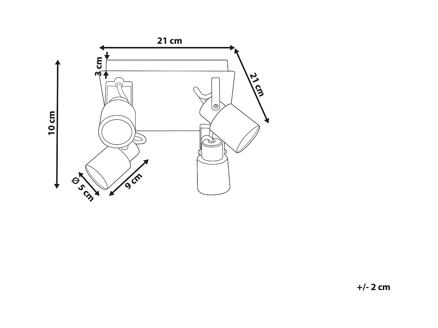 Lampa spot 4-punktowa BONTE Regulowana Metal Mosiężny