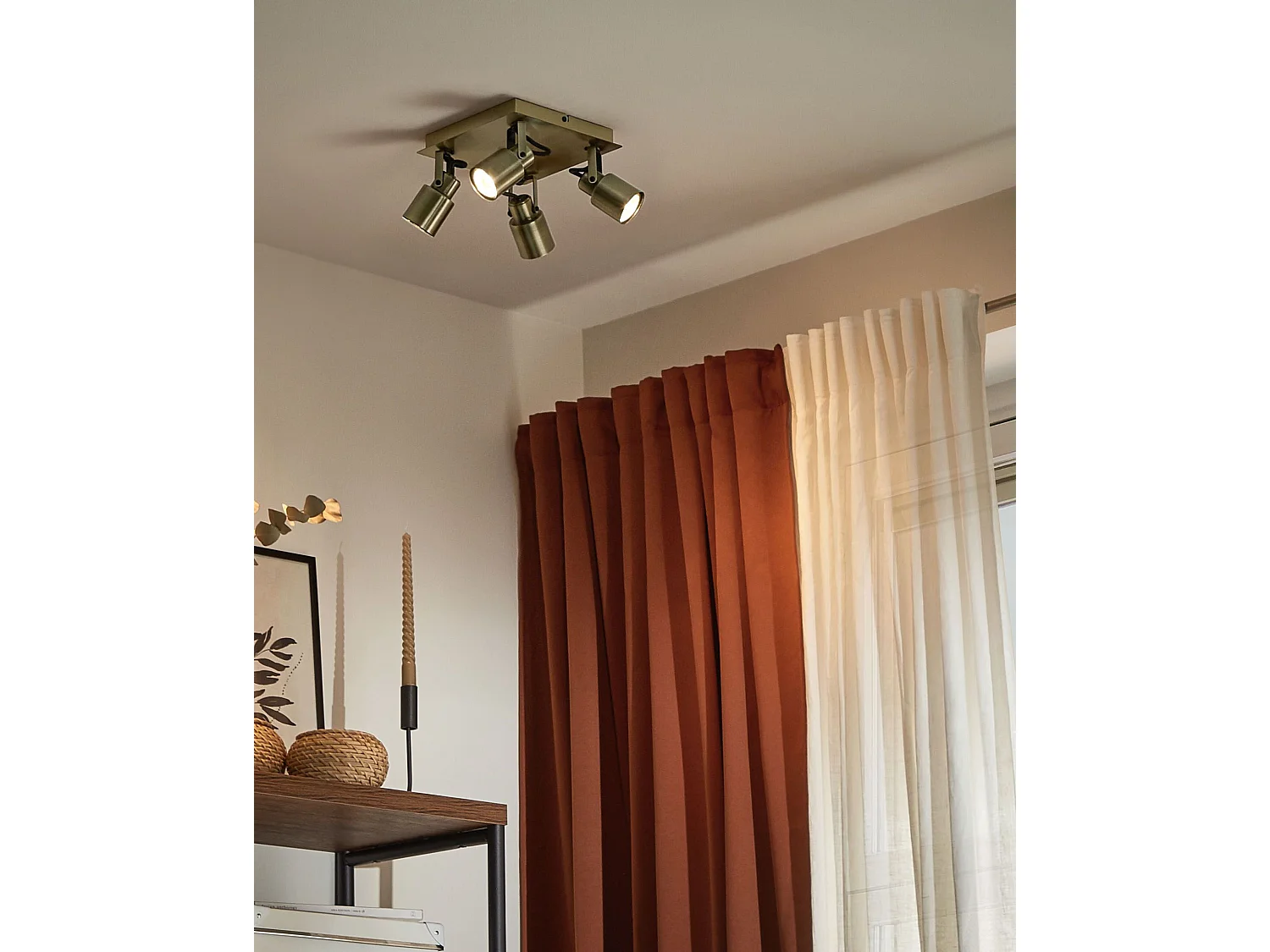 Spot à 4 lumières BONTE Réglable Métal Laiton