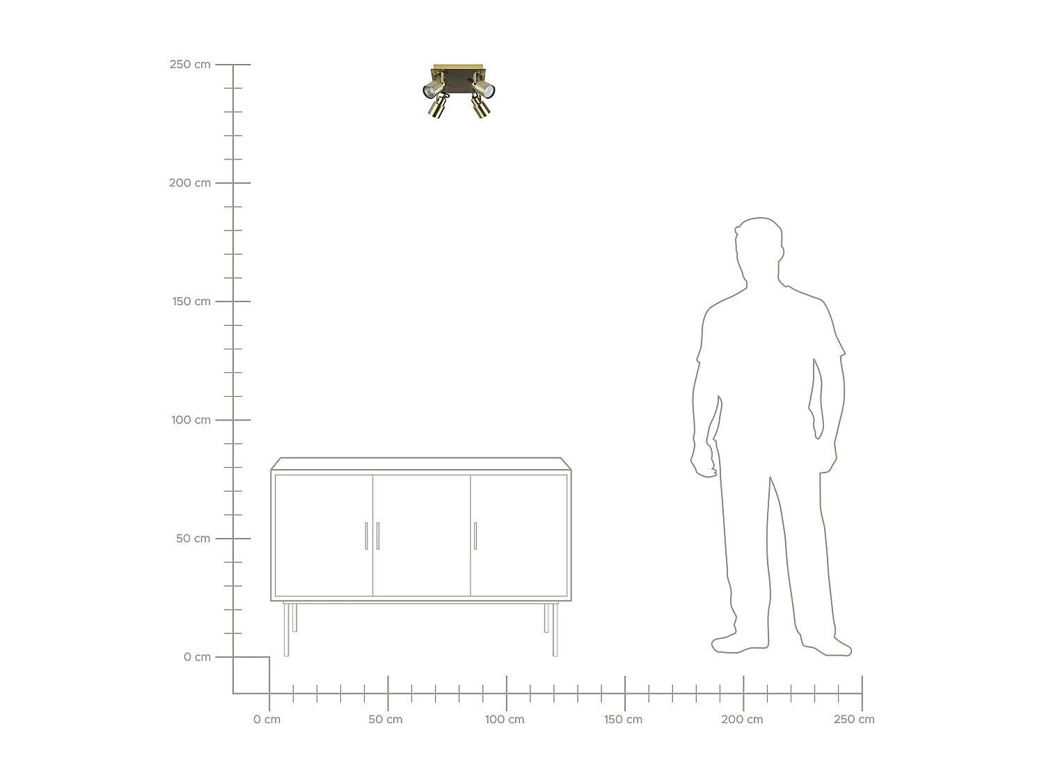Spot à 4 lumières BONTE Réglable Métal Laiton