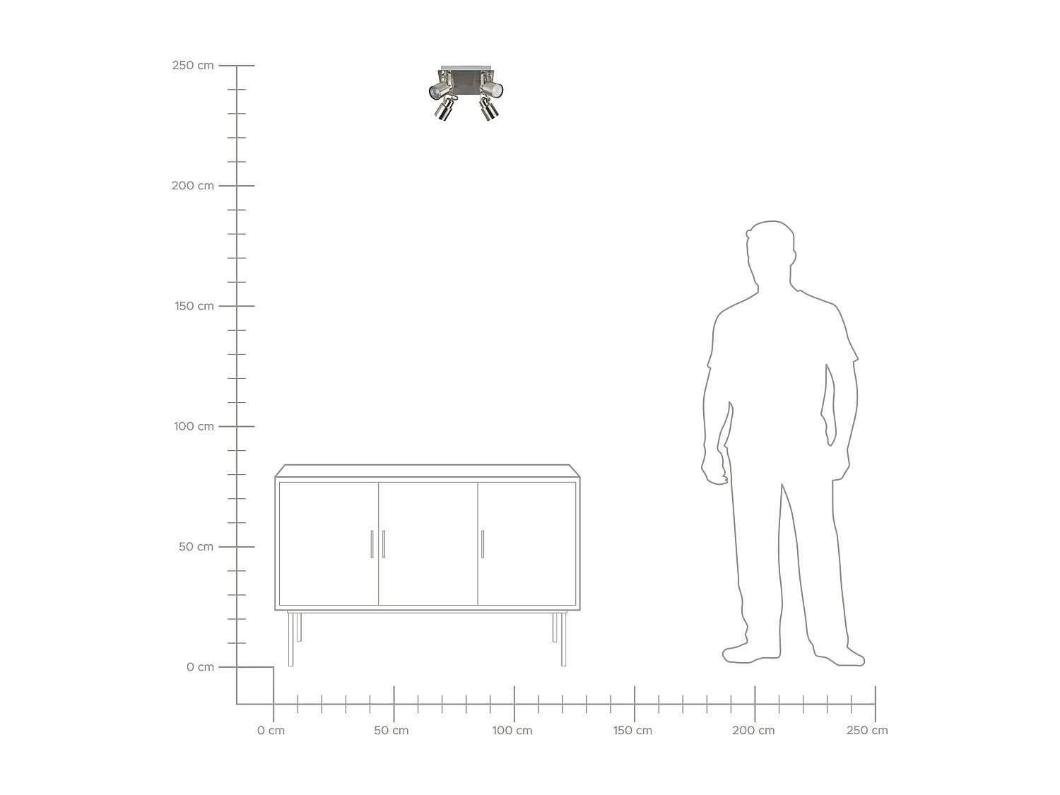 Spot à 4 lumières BONTE Réglable Métal Argenté
