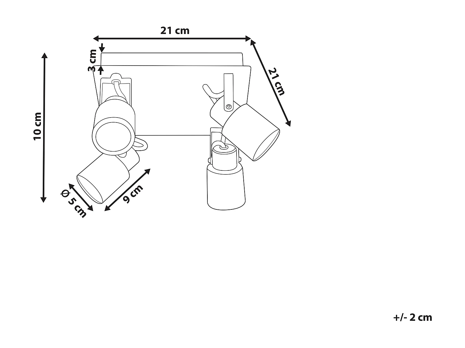 Spot à 4 lumières BONTE Réglable Métal Argenté