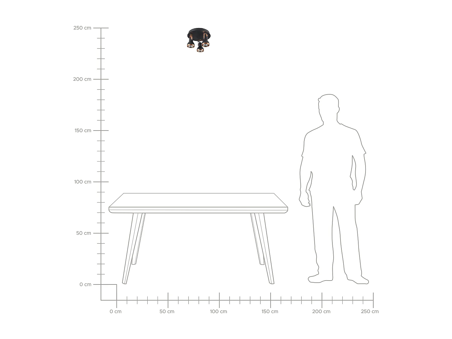 Spot à 3 lumières BARO Réglable Métal Noir