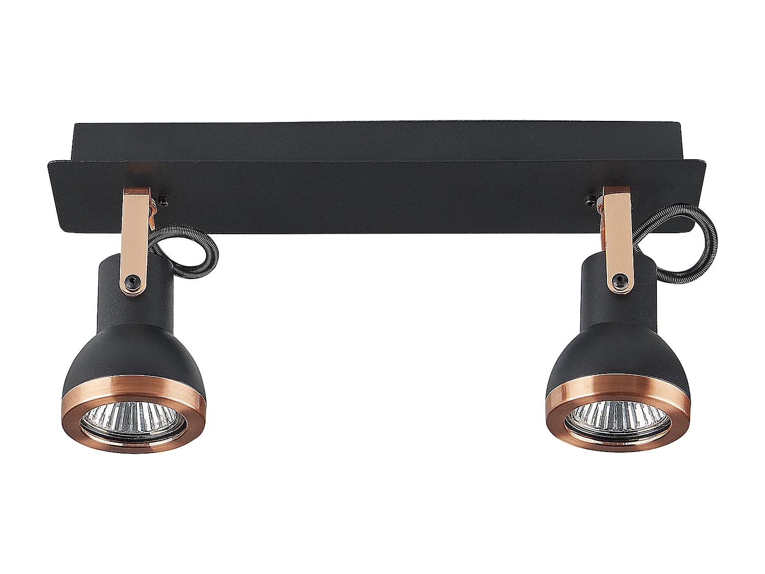 Plafondlamp 2 spots rechthoekig zwart/koper BARO