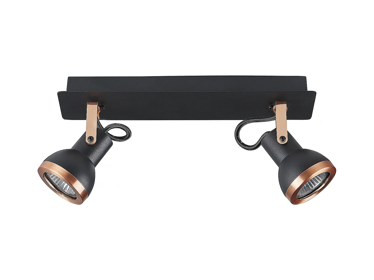 Plafondlamp 2 spots rechthoekig zwart/koper BARO