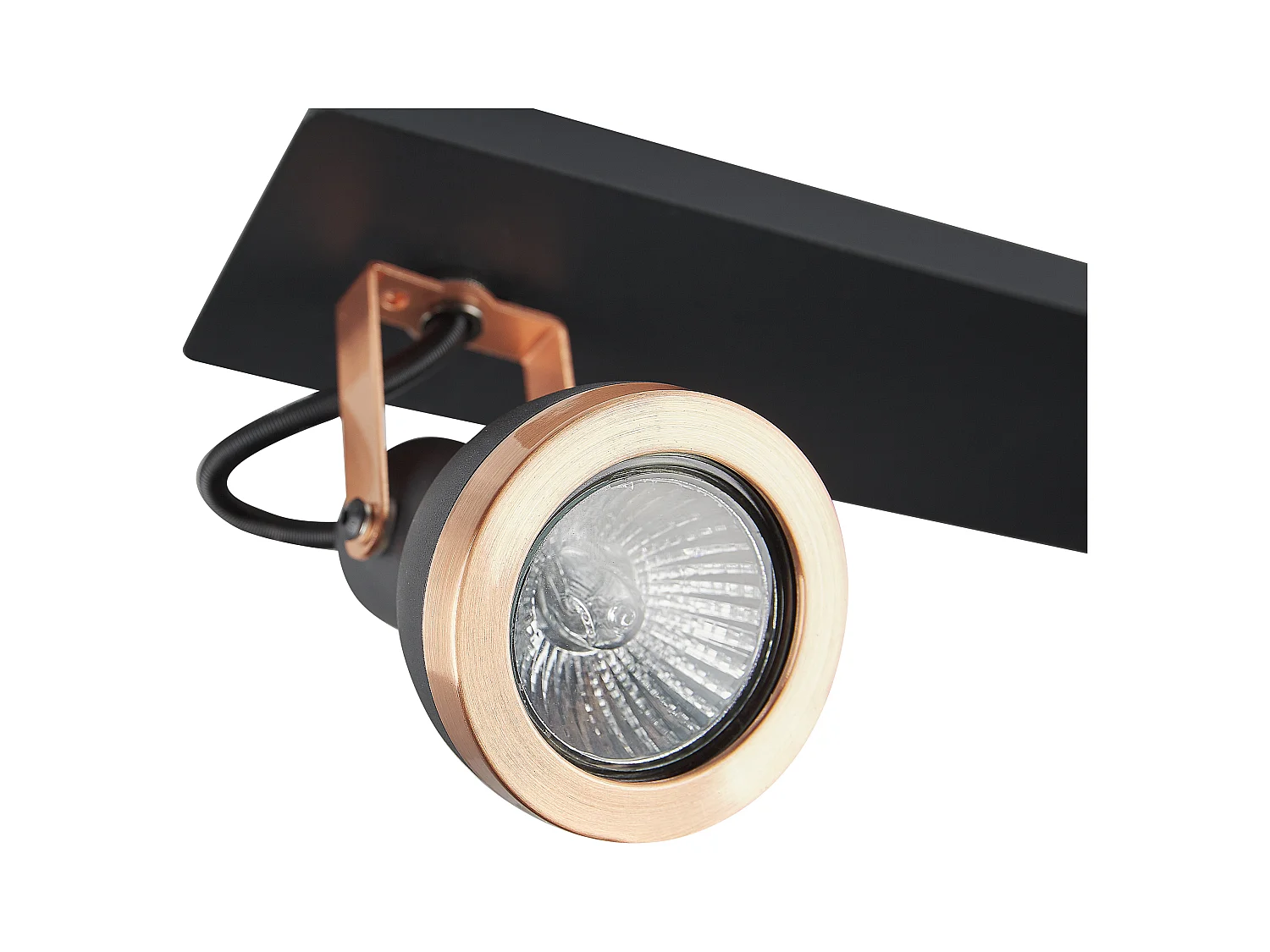 Plafondlamp 2 spots rechthoekig zwart/koper BARO