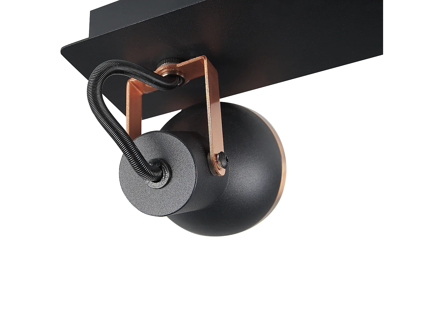 Plafondlamp 2 spots rechthoekig zwart/koper BARO