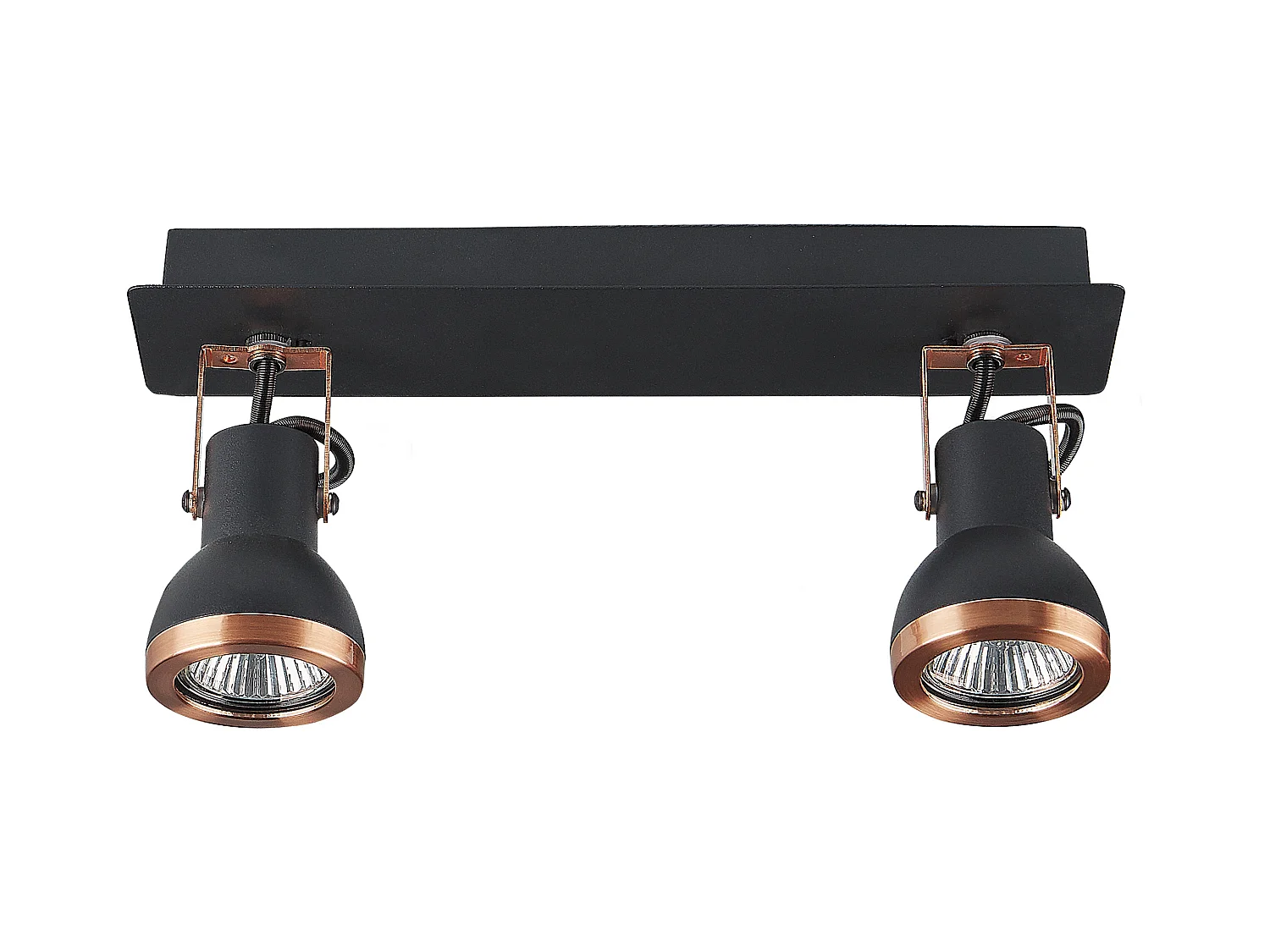 Plafondlamp 2 spots rechthoekig zwart/koper BARO