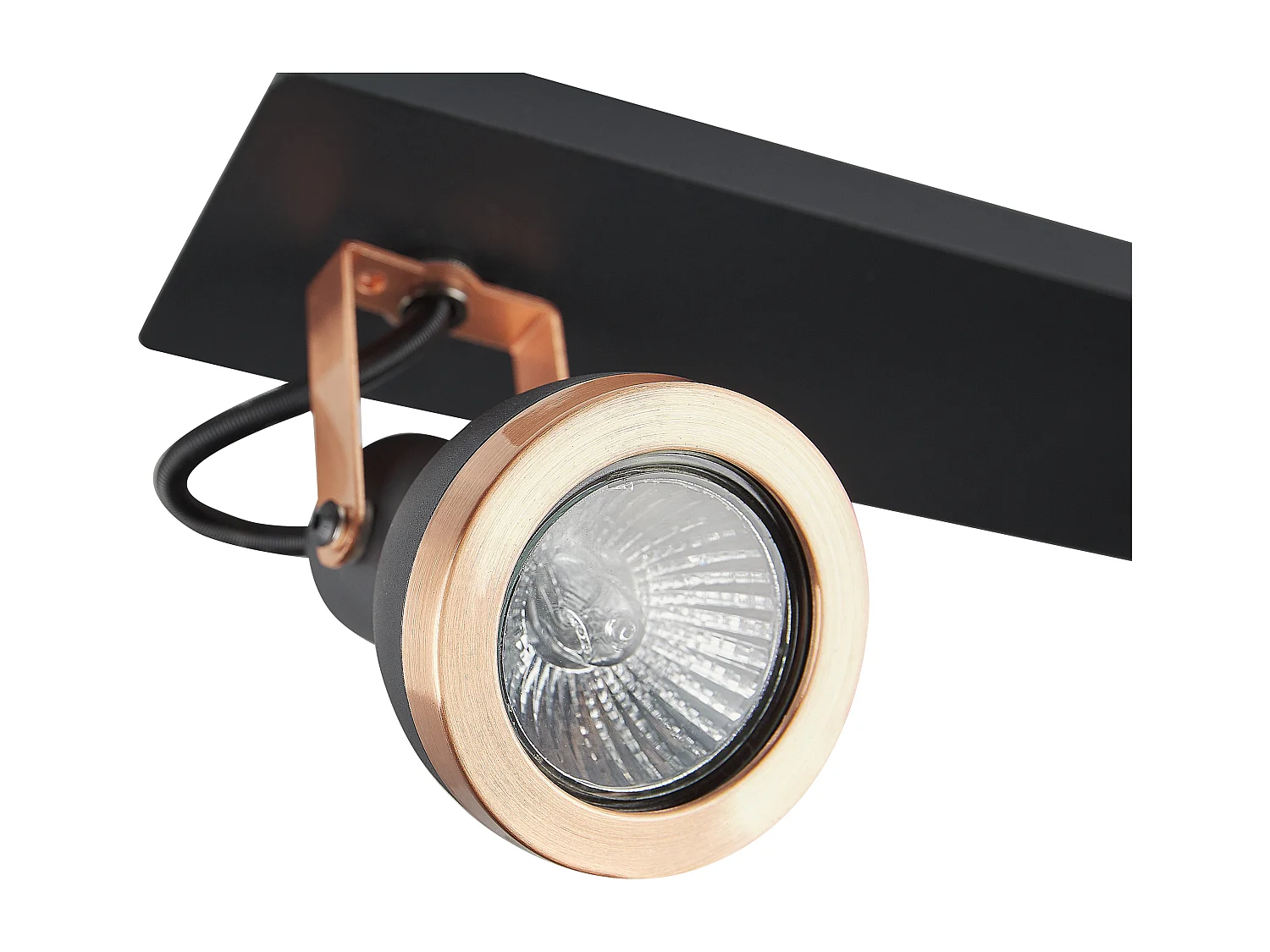 Plafondlamp 2 spots rechthoekig zwart/koper BARO