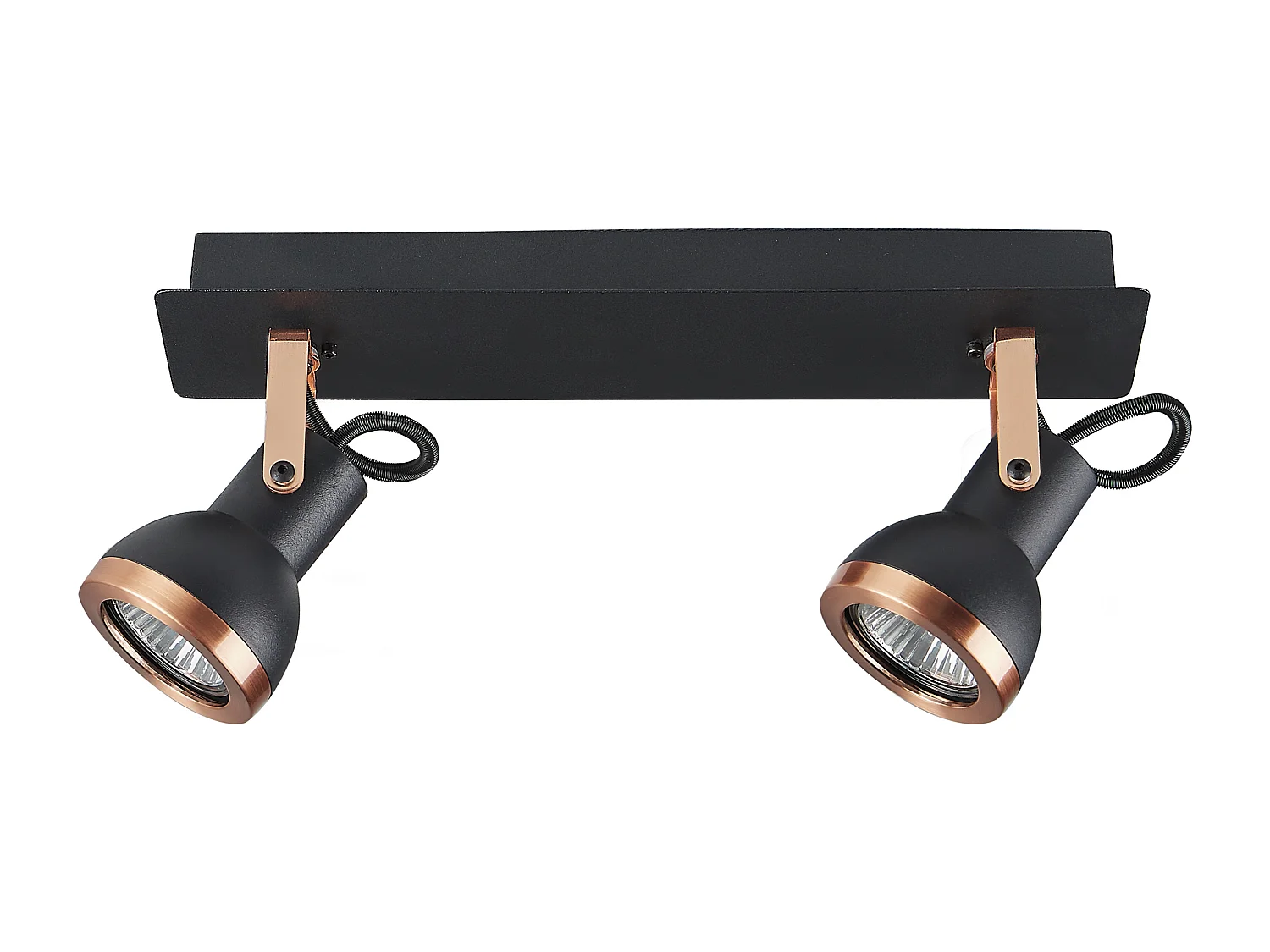 Plafondlamp 2 spots rechthoekig zwart/koper BARO