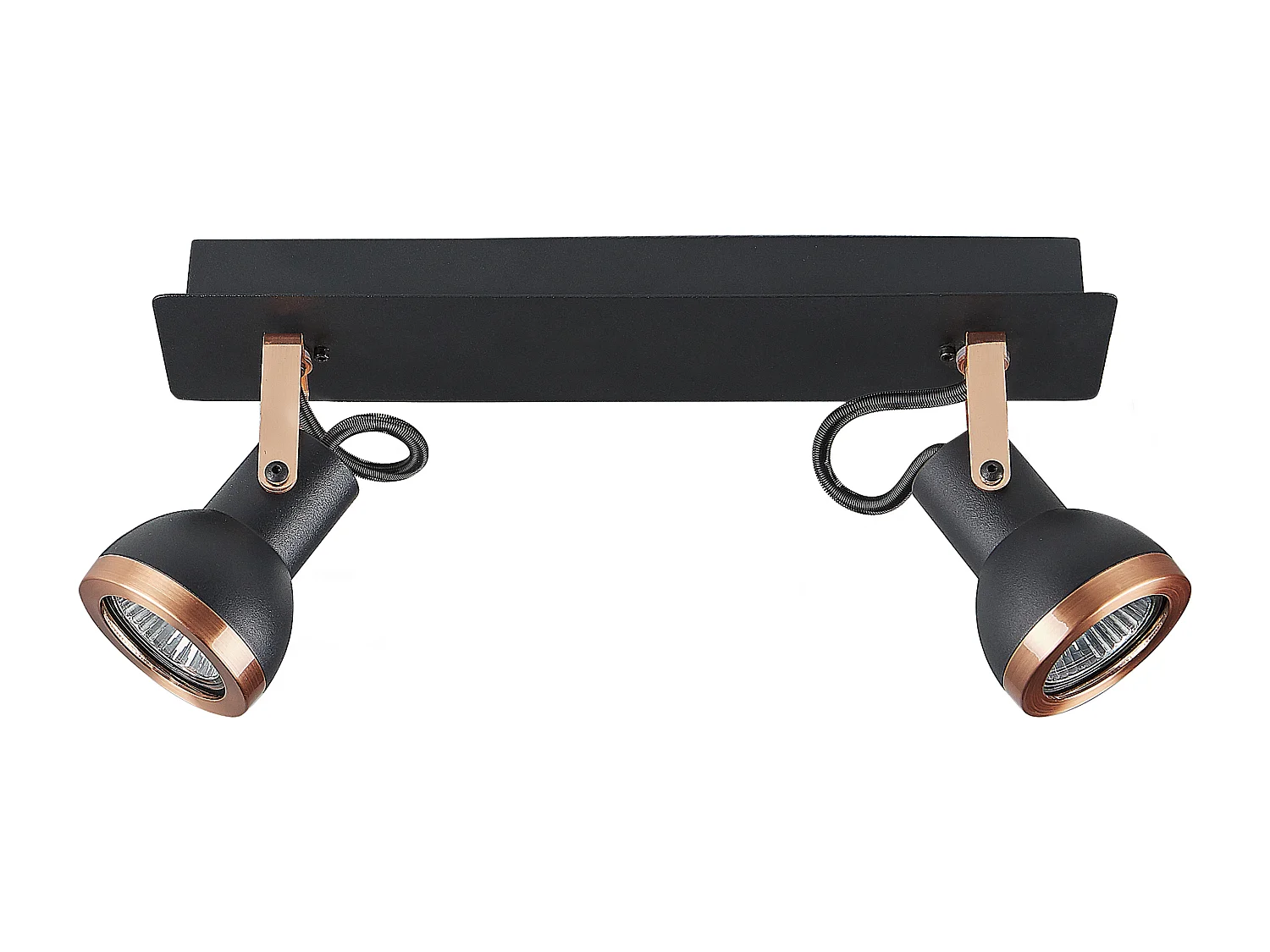 Plafondlamp 2 spots rechthoekig zwart/koper BARO