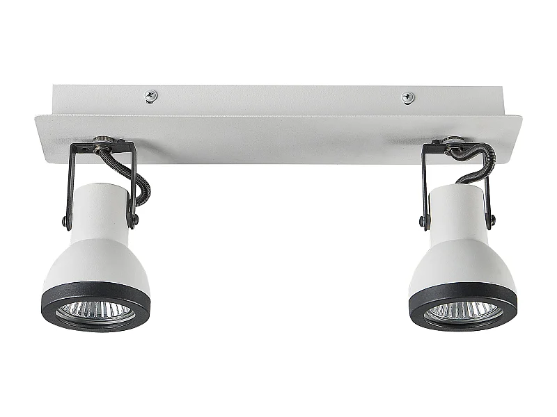 Rechteckige Deckenlampe 2-flammig Metall weiß / schwarz Baro