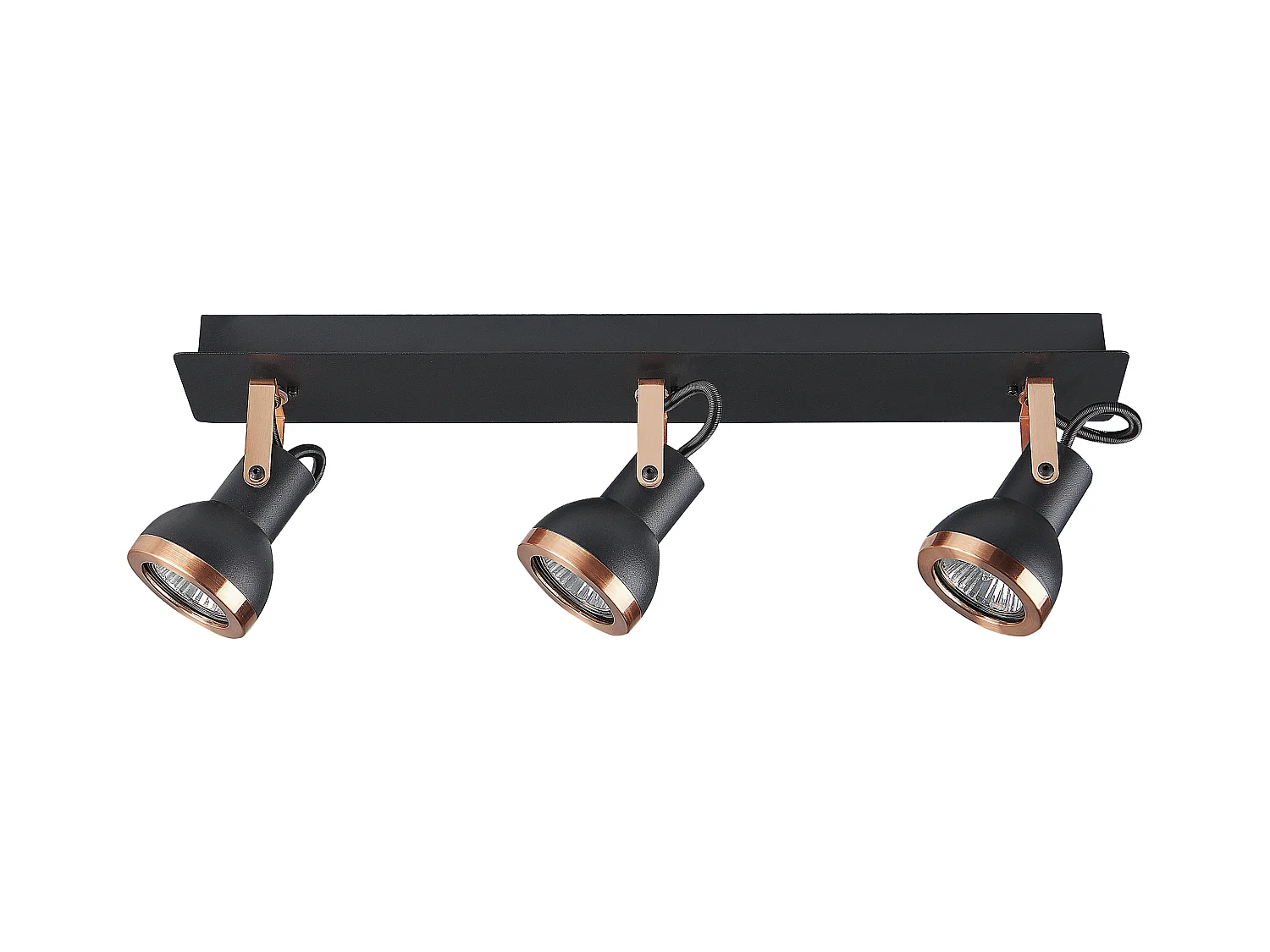 Rechteckige Deckenlampe 3-flammig aus Metall schwarz/kupfer Baro