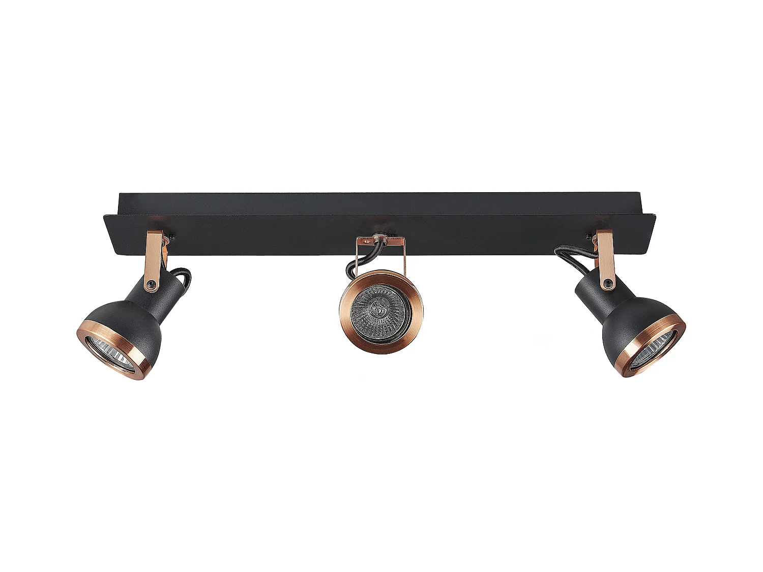 Rechteckige Deckenlampe 3-flammig aus Metall schwarz/kupfer Baro