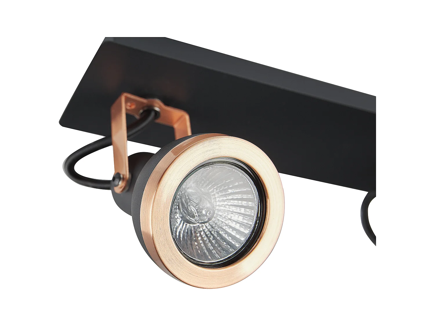 Rechteckige Deckenlampe 3-flammig aus Metall schwarz/kupfer Baro