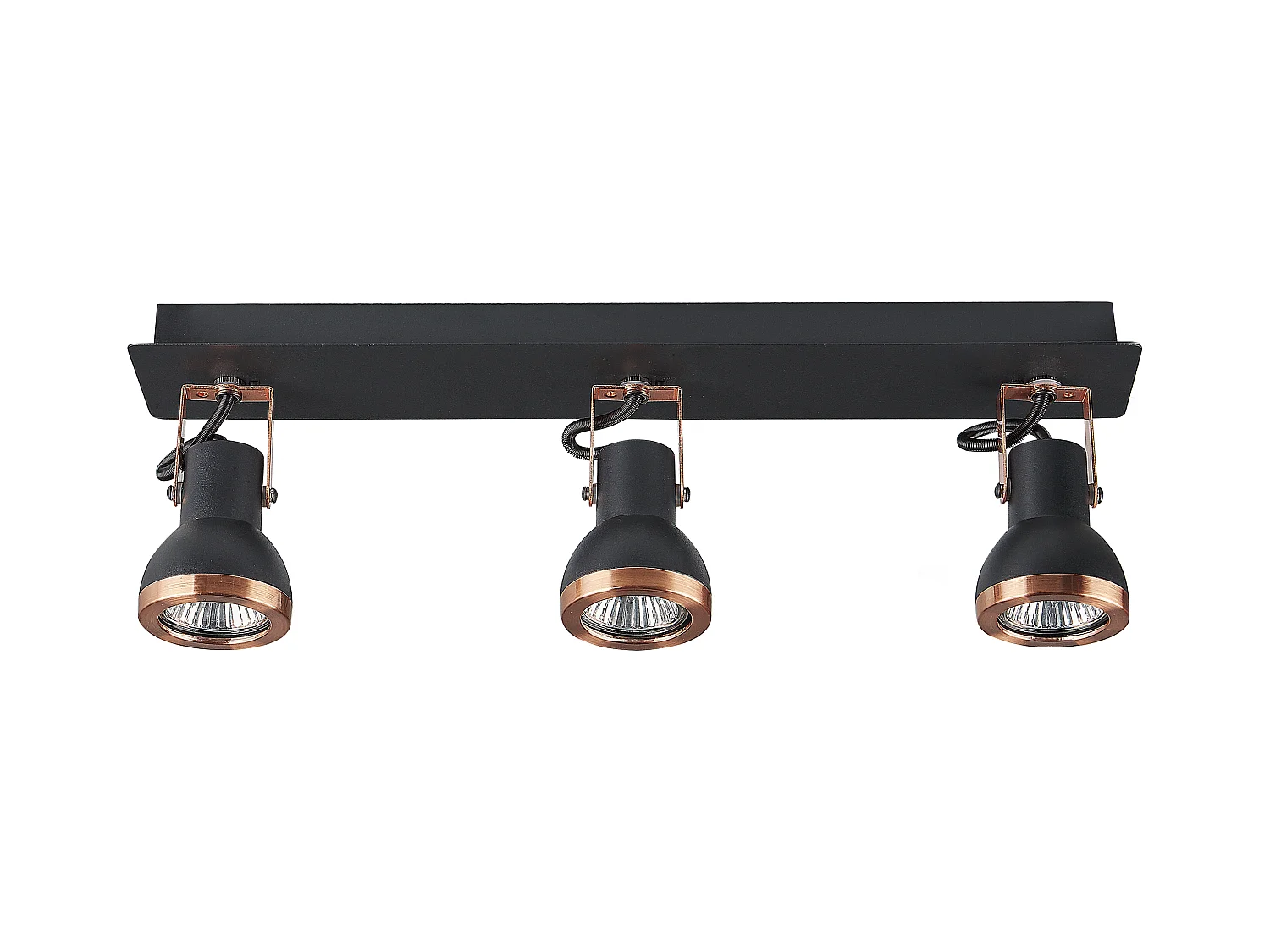 Rechteckige Deckenlampe 3-flammig aus Metall schwarz/kupfer Baro