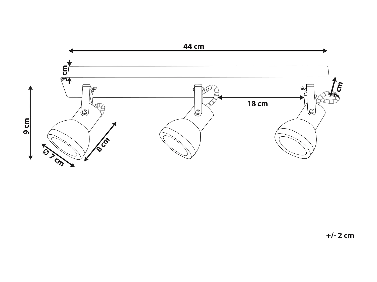 Spot à 3 lumières BARO Réglable Métal Noir