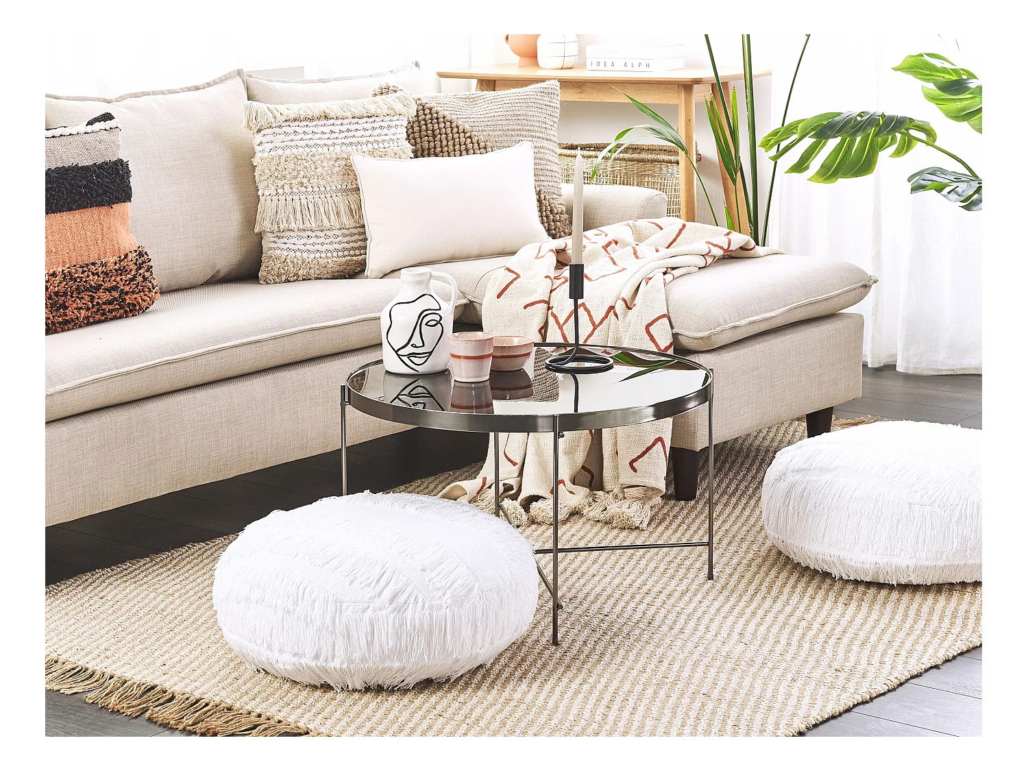 Puf OULAD Bawełna Biały 50 cm 50 cm 20 cm