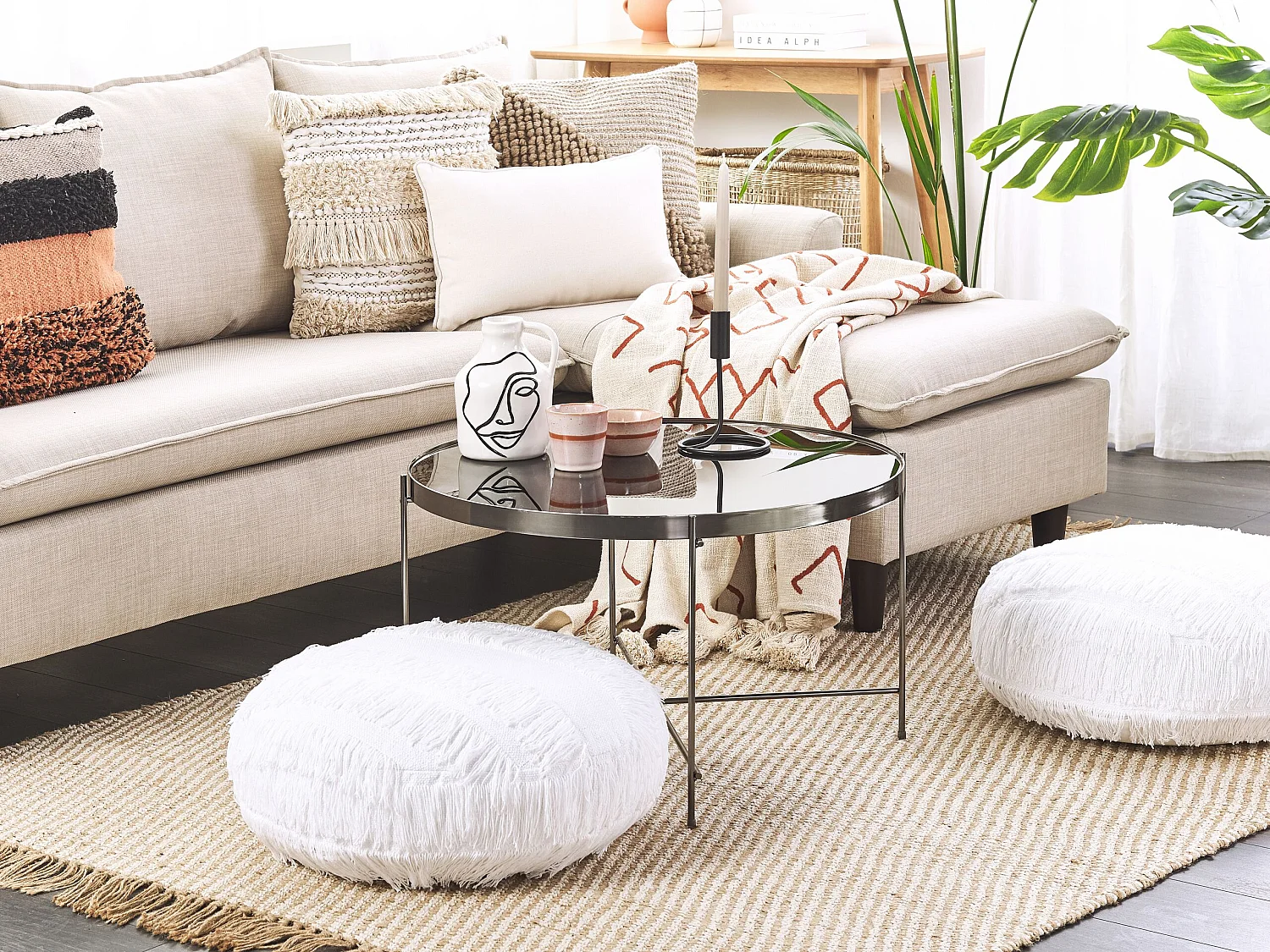 Pouf OULAD Baumwolle Weiss 50 cm 50 cm 20 cm