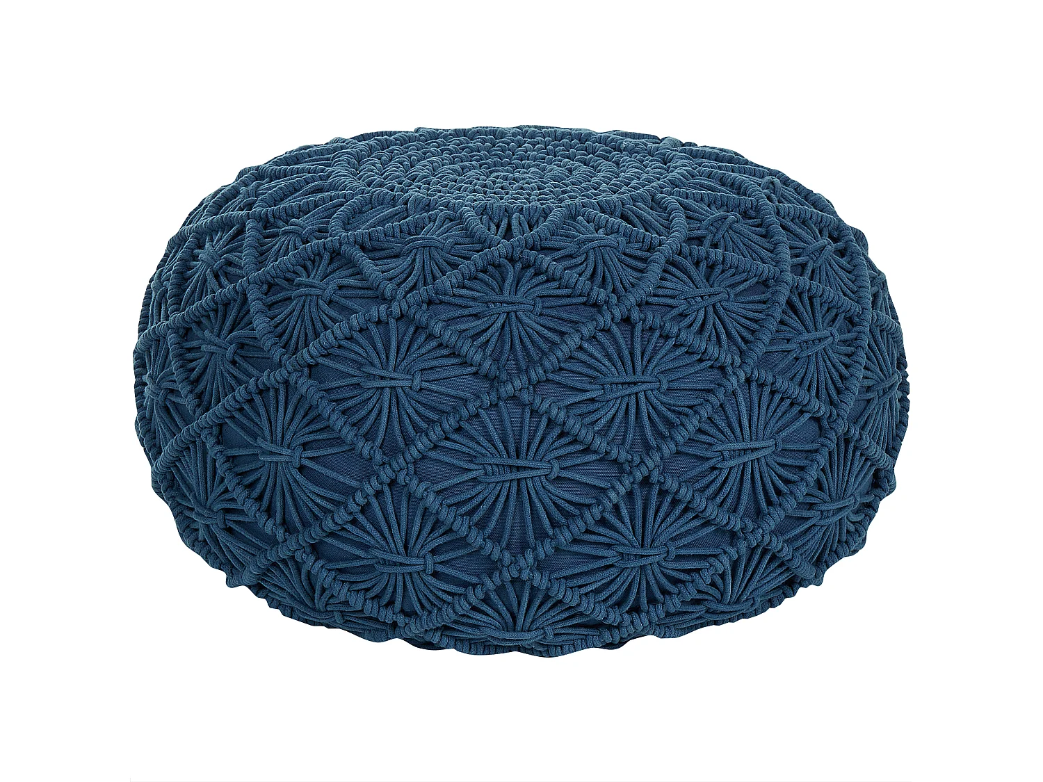 Poef Macramé BERKANE Katoen Marineblauw 50 cm 50 cm 30 cm