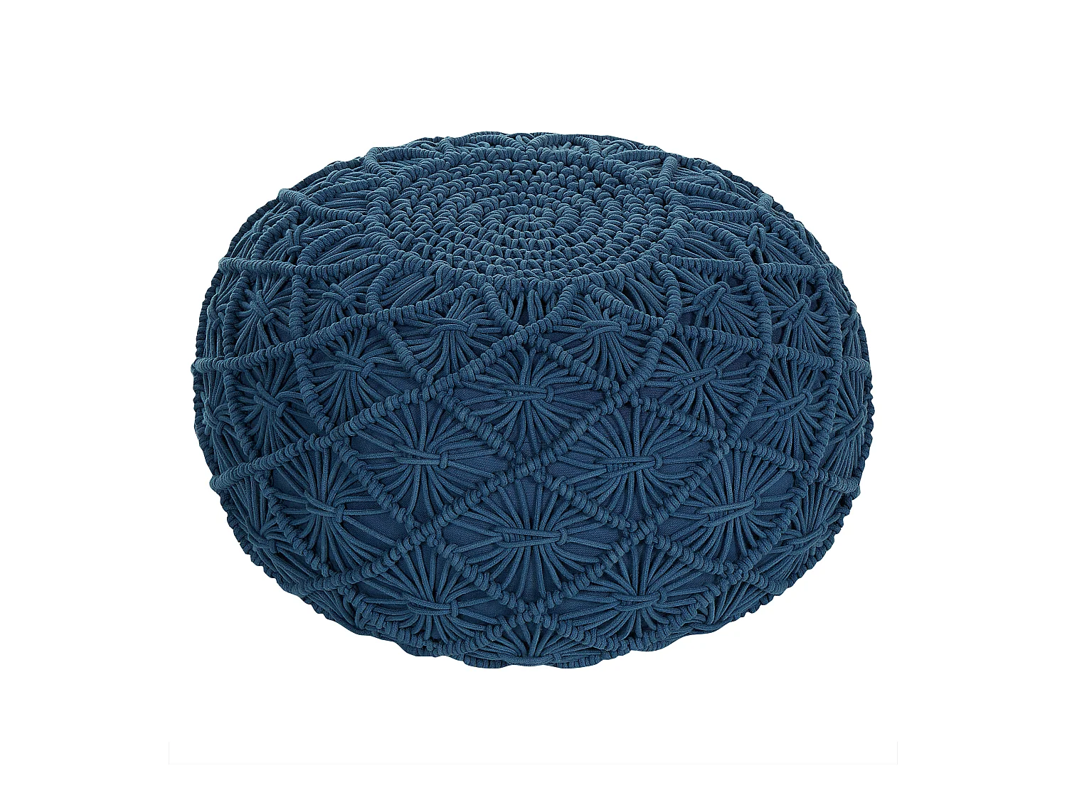 Poef Macramé BERKANE Katoen Marineblauw 50 cm 50 cm 30 cm