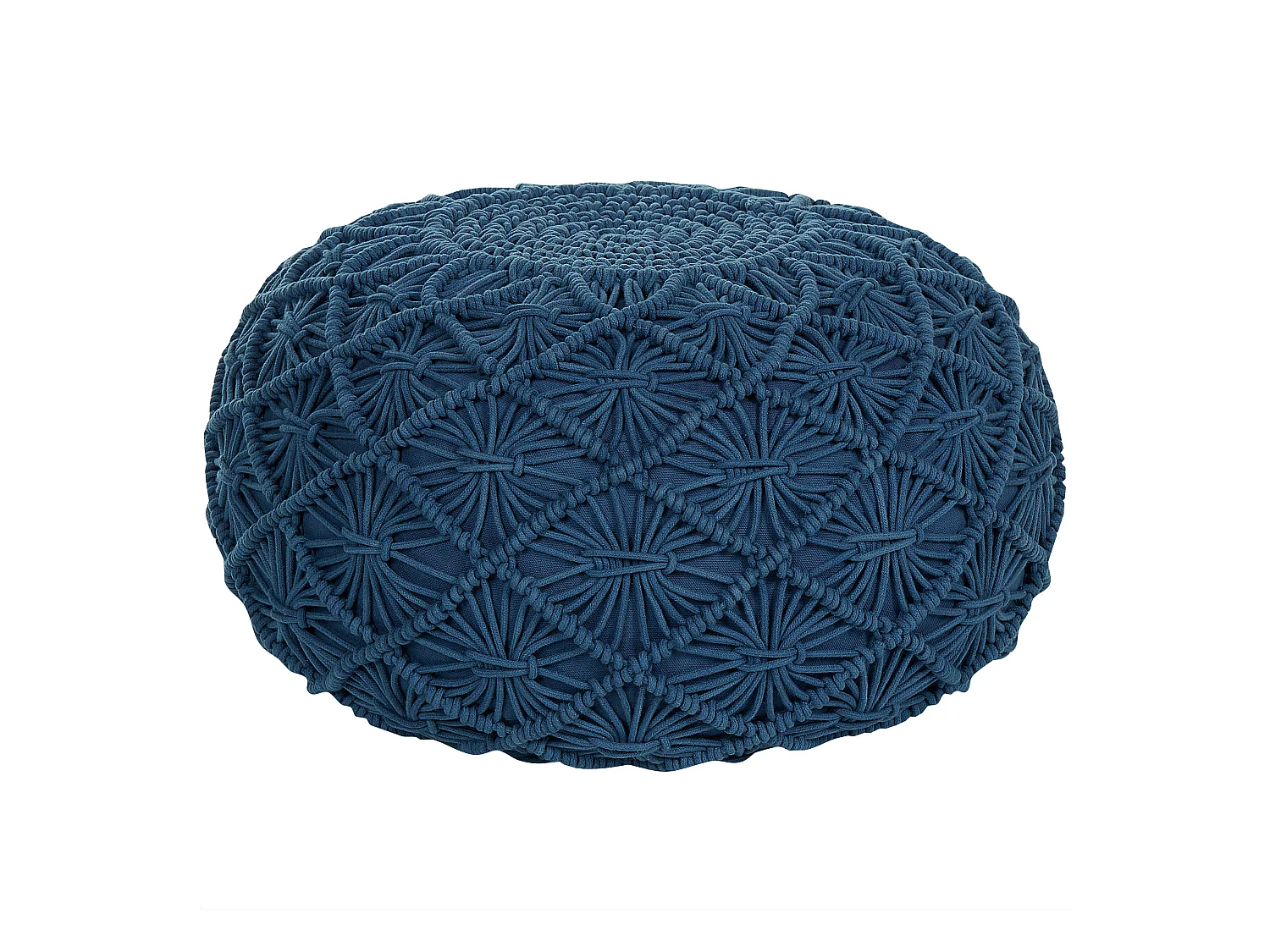 Pouf Macramé BERKANE Coton Bleu marine