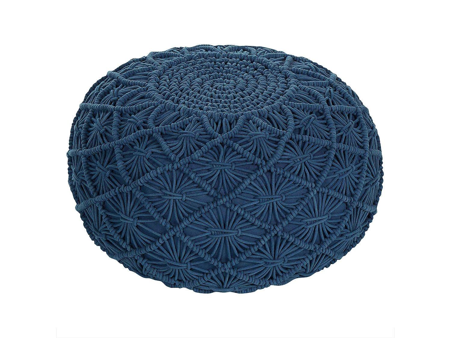 Pouf Macramé BERKANE Coton Bleu marine