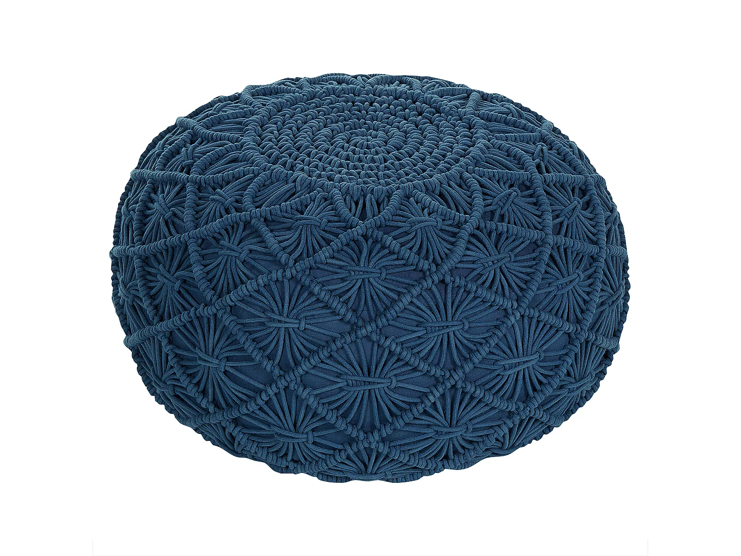 Pouf Macramè BERKANE Cotone Blu marino 50 cm 50 cm 30 cm
